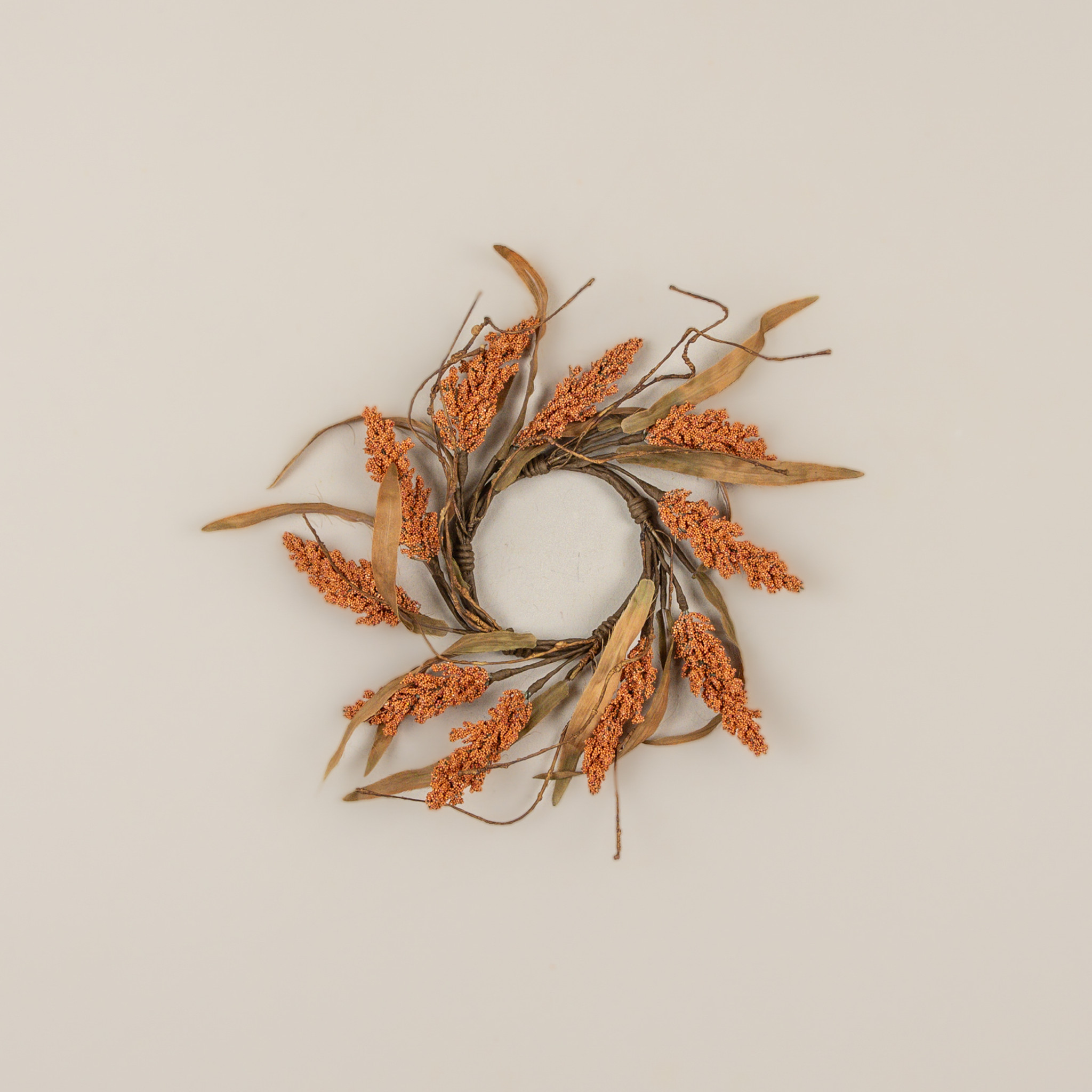 Orange Heather & Faux Twig Candle Ring, 12", photo 2 of 2