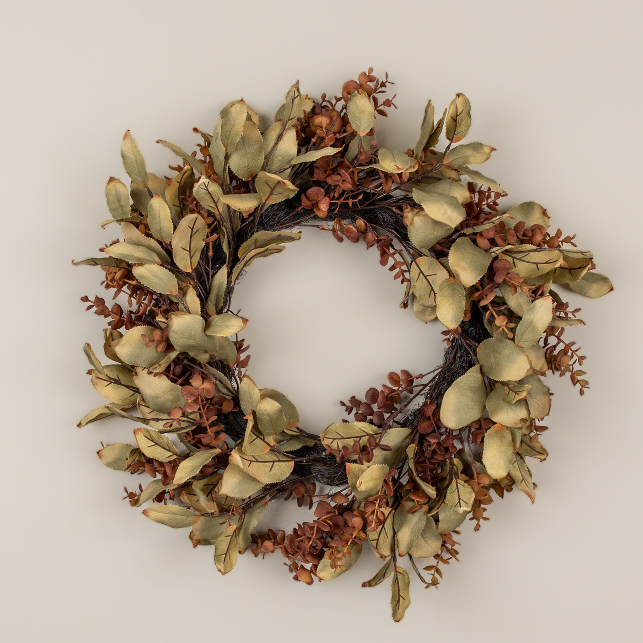 Brown Eucalyptus & Laurel Leaf Wreath, 22", photo 2 of 3