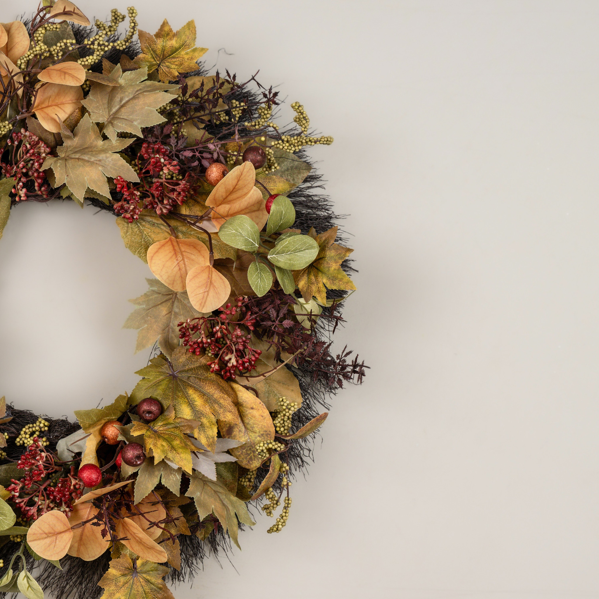 Maple Leaf, Eucalyptus & Berry Wreath, 22", photo 3 of 3