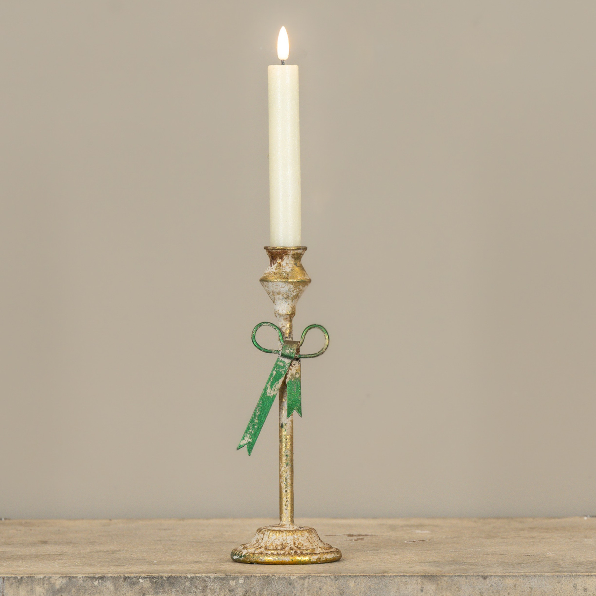 Green Bow Taper Candle Holder, 9", photo 2 of 3