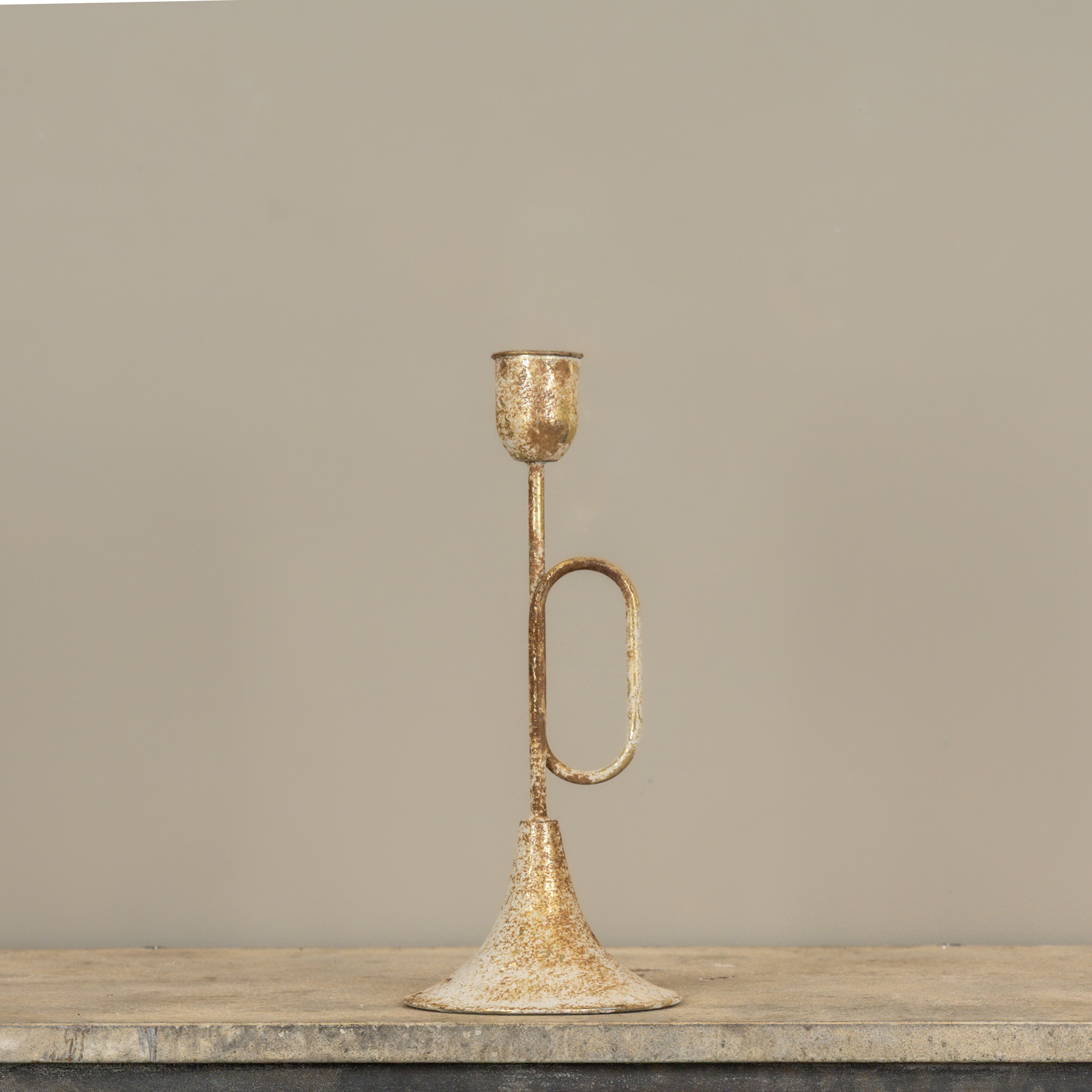 Gold Trumpet Taper Candle Holder, 13.75", photo 3 of 3
