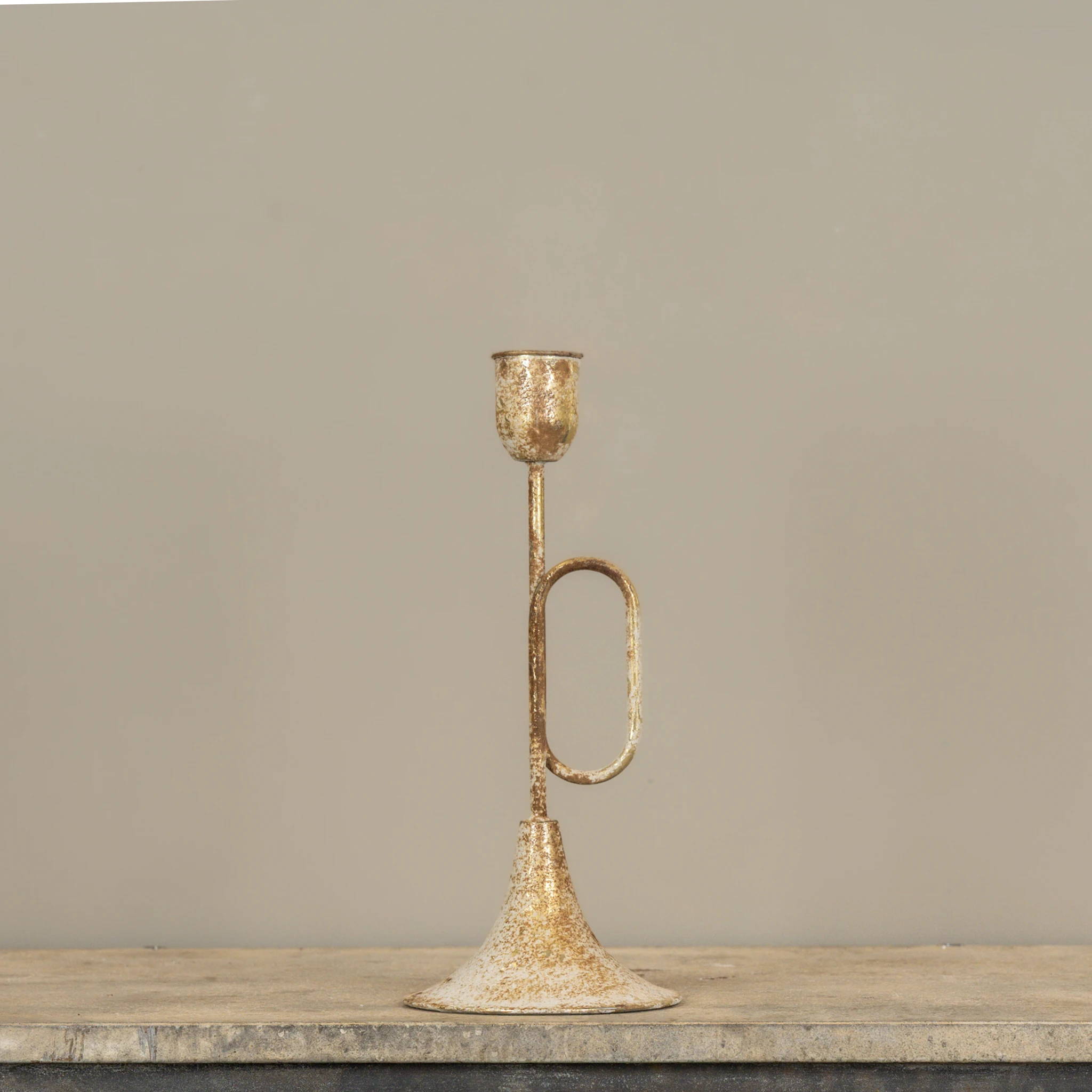 Gold Trumpet Taper Candle Holder, 13.75", photo 3 of 3