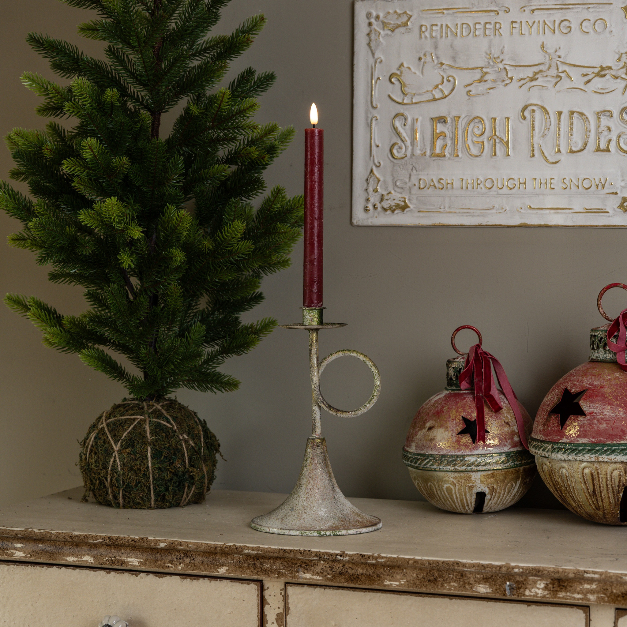 Gold Trumpet Taper Candle Holder, 10"