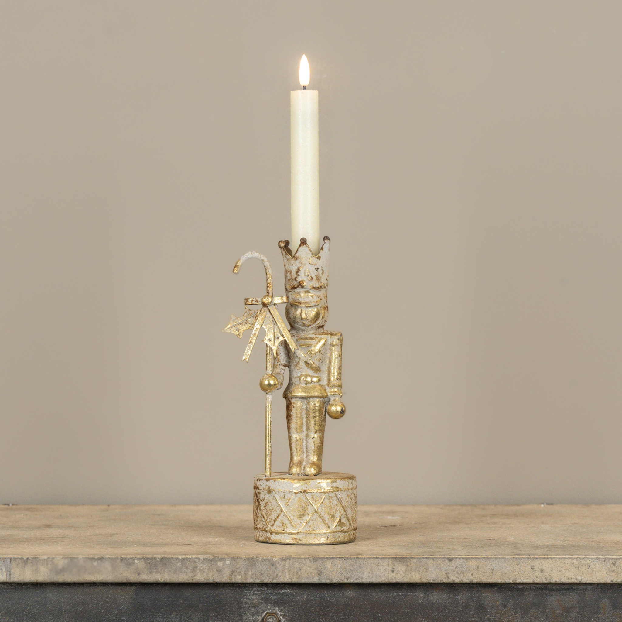 Gold Nutcracker Taper Candle Holder, 9.5", photo 2 of 3