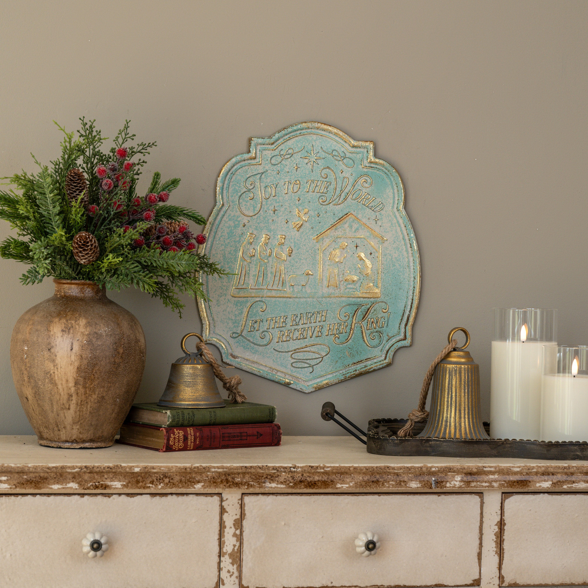 Blue & Gold Joy to the World Plaque