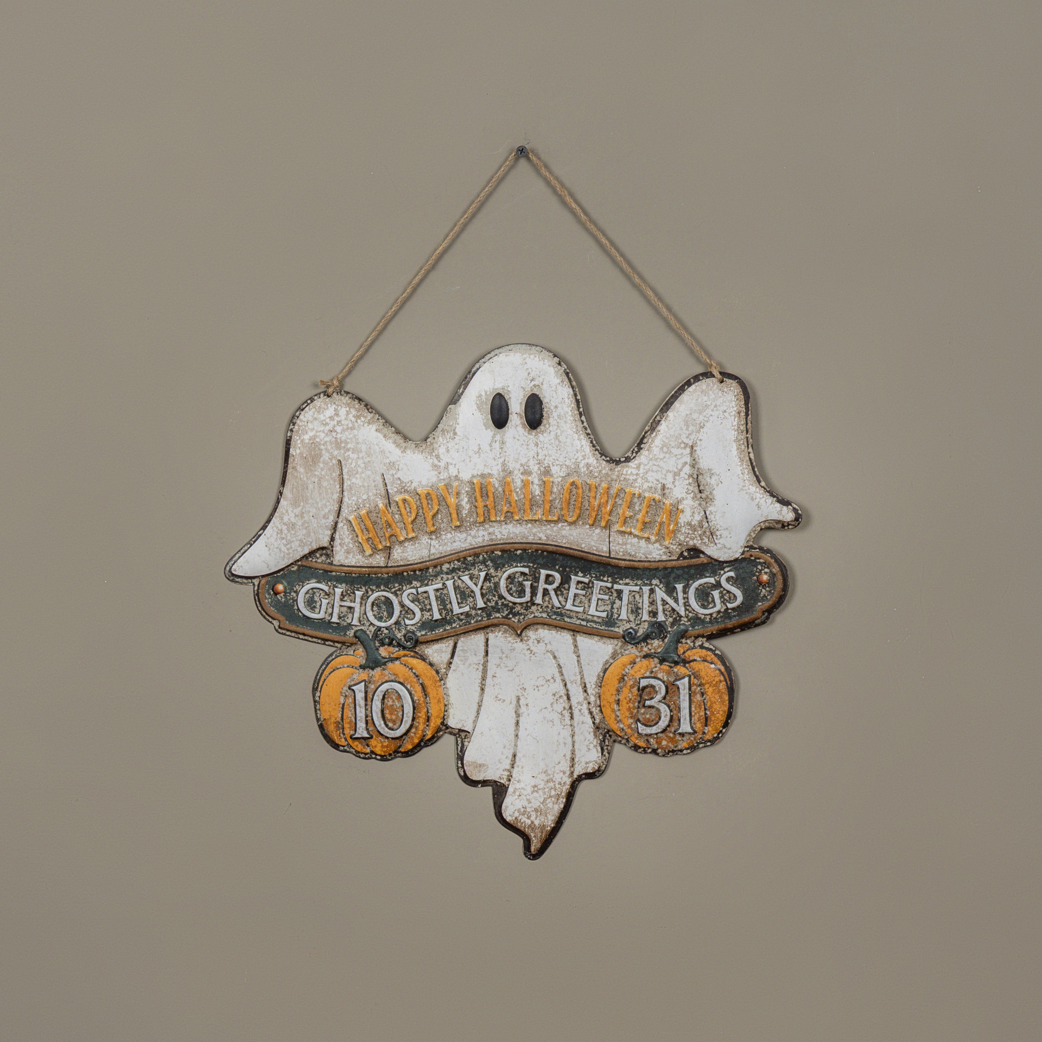 Ghostly Greetings Metal Sign, photo 2 of 2