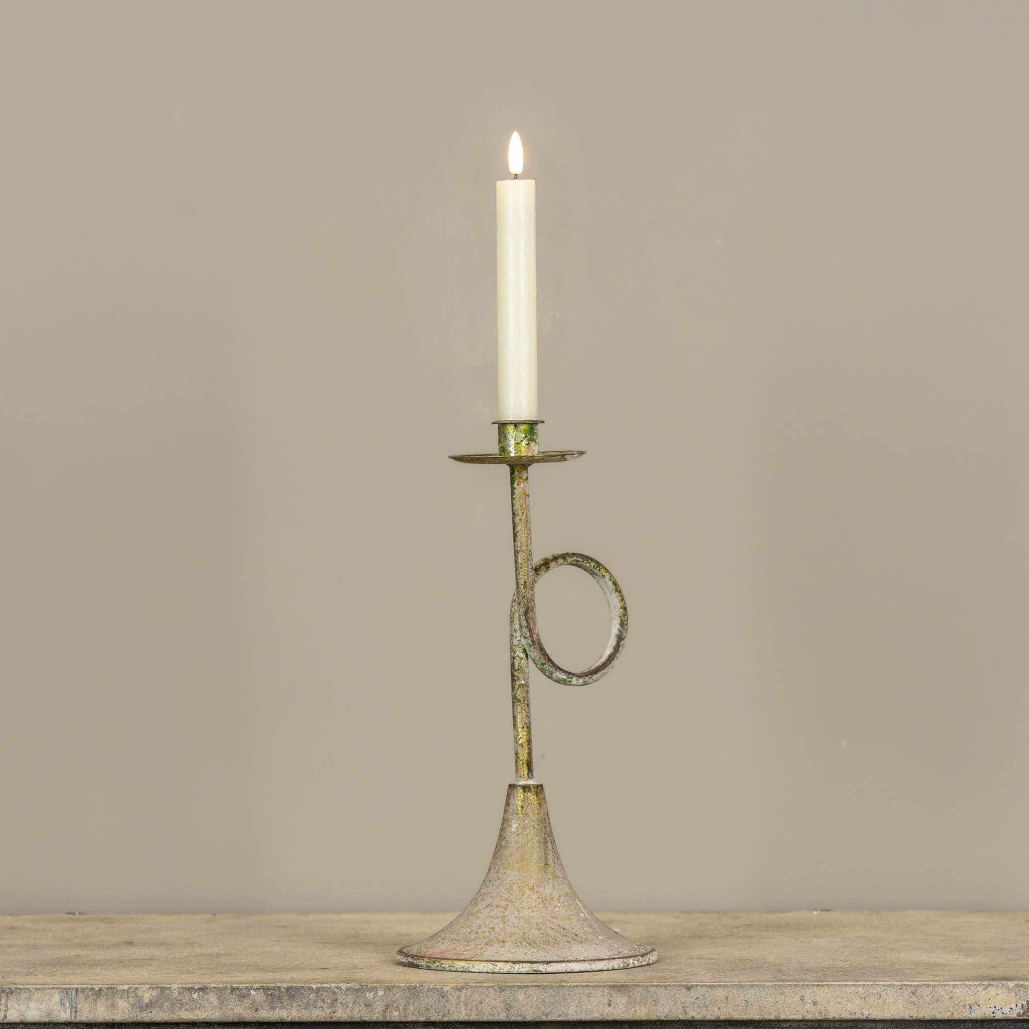 Gold Trumpet Taper Candle Holder, 12.25", photo 2 of 4