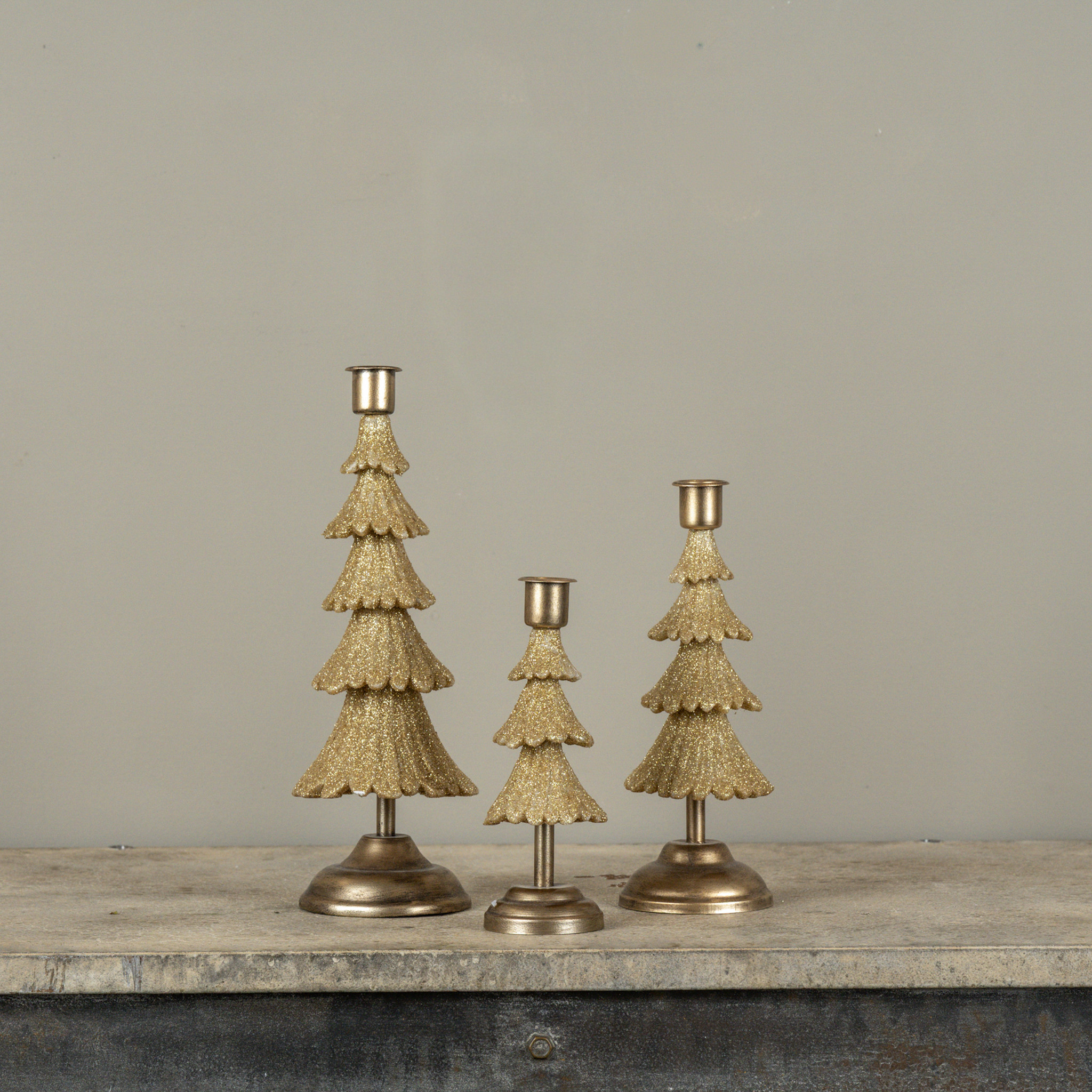 Gold Tree Taper Candle Holders, Set of 3, photo 3 of 3