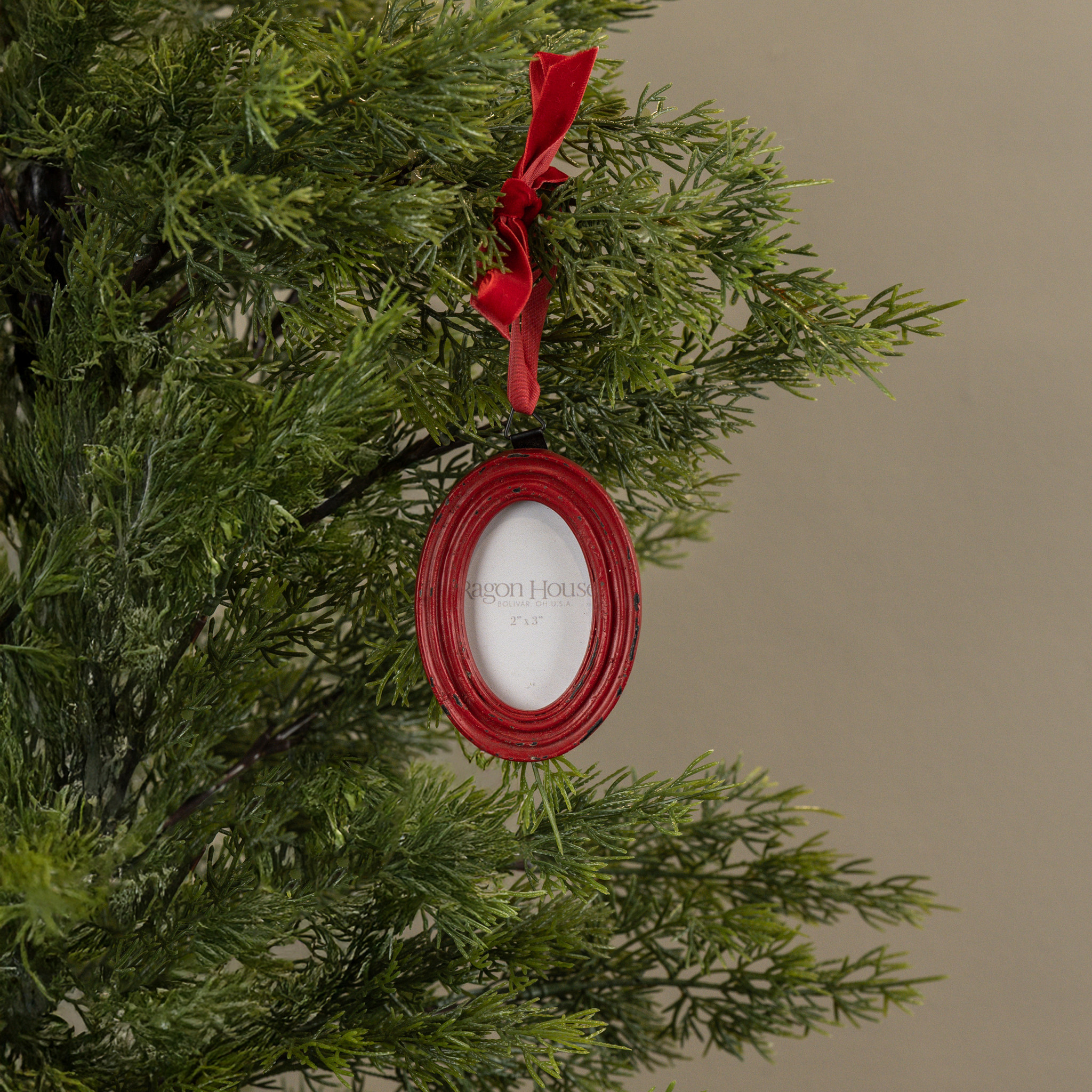 Red Oval Frame Ornament