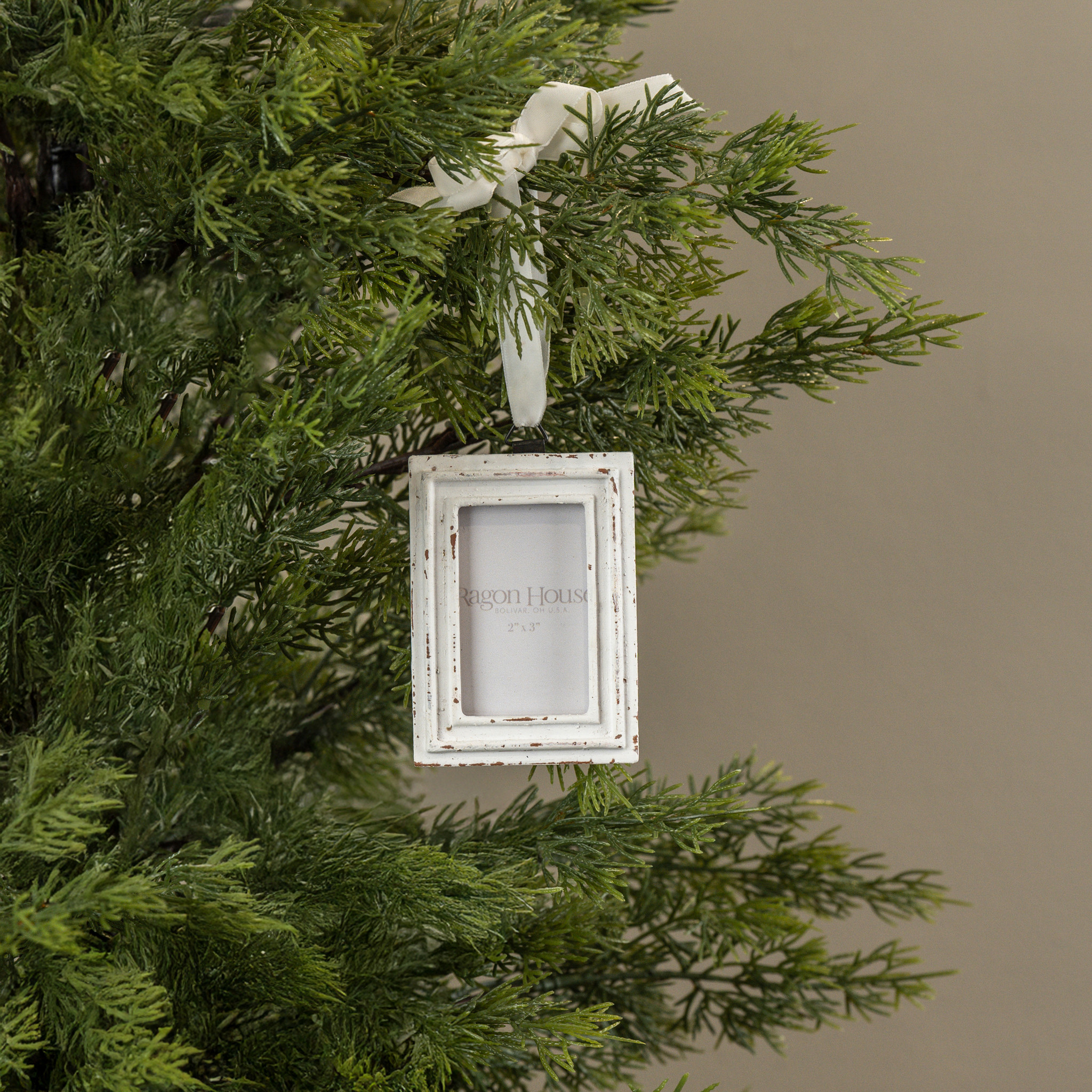 White Rectangle Frame Ornament