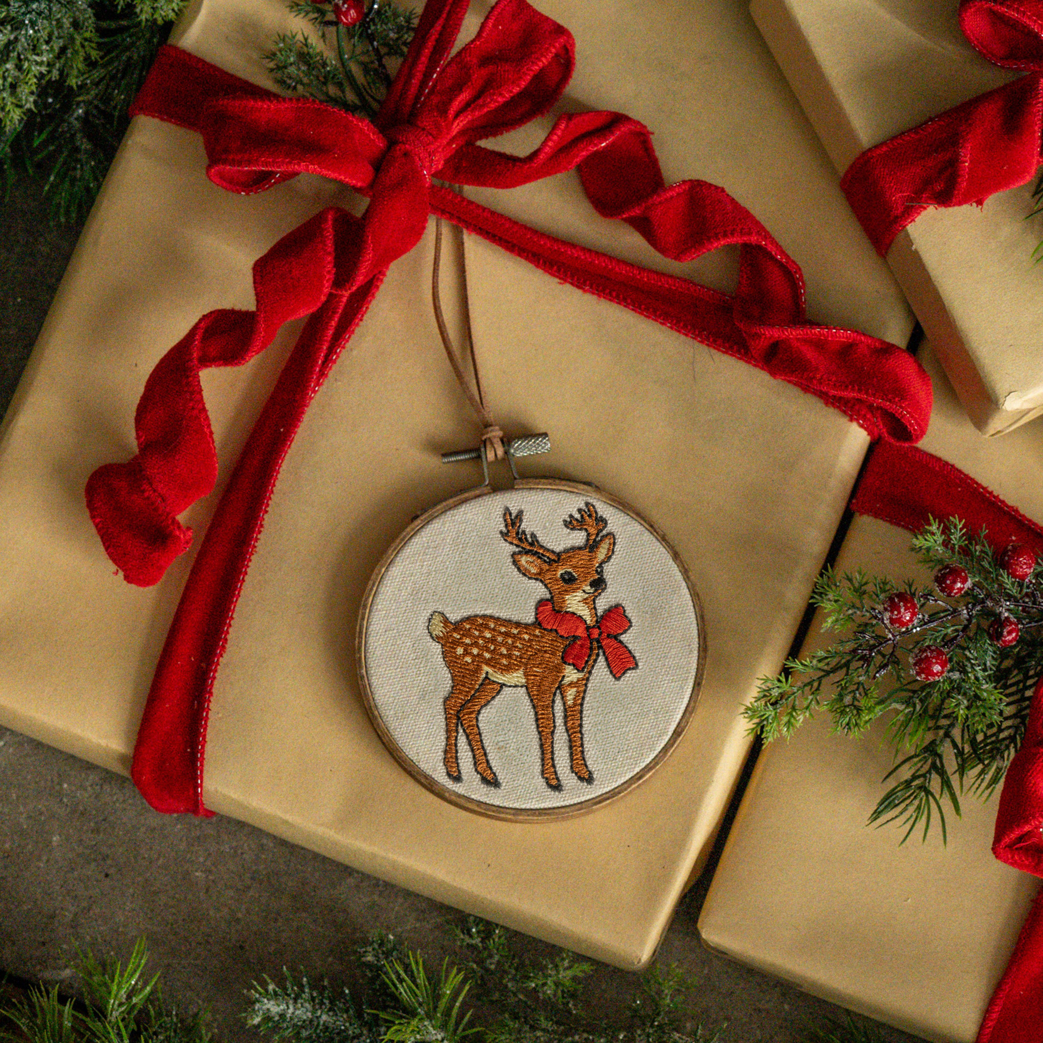 Reindeer Embroidered Ornament, 5", photo 2 of 4