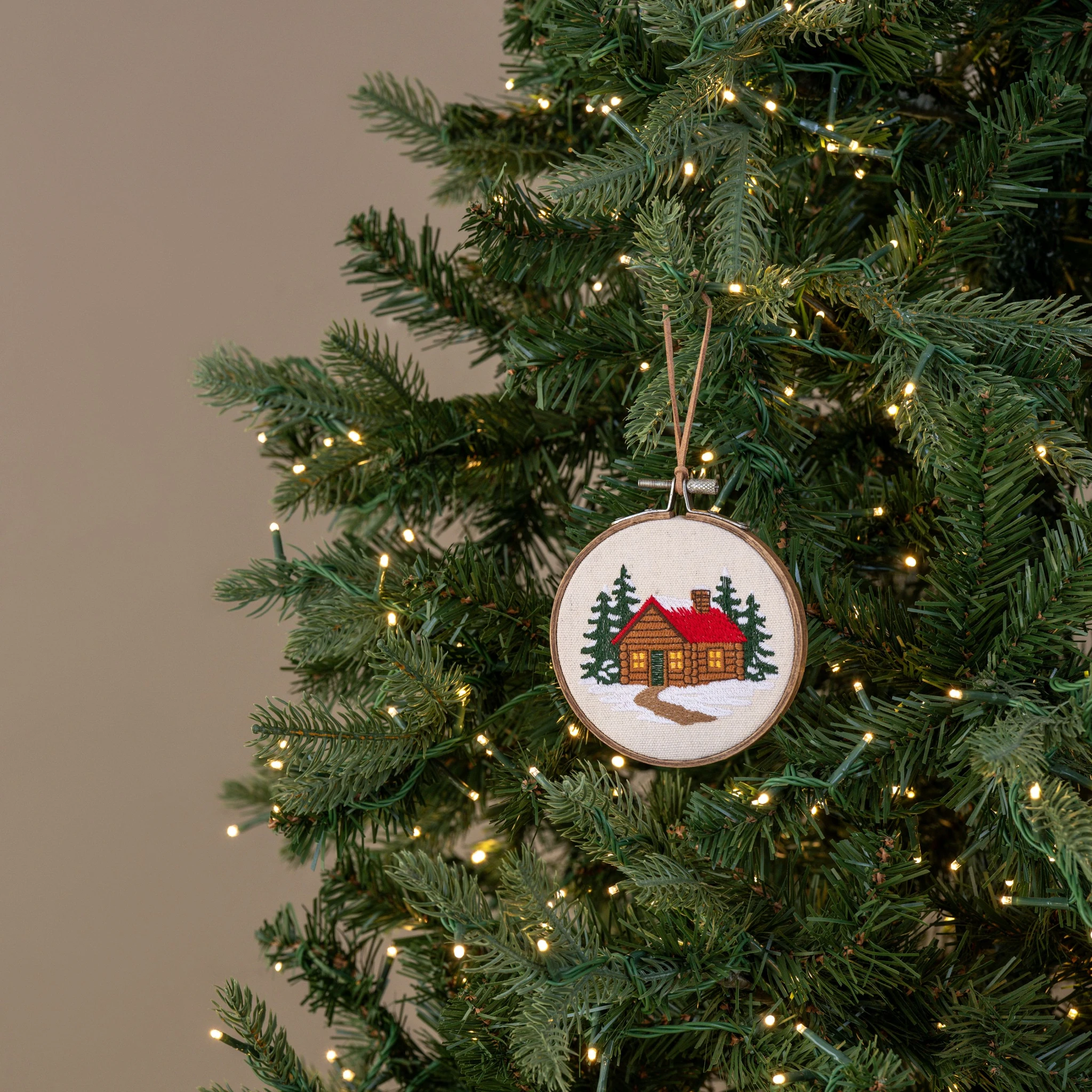 Winter Cabin Embroidered Ornament, 5", photo 2 of 2