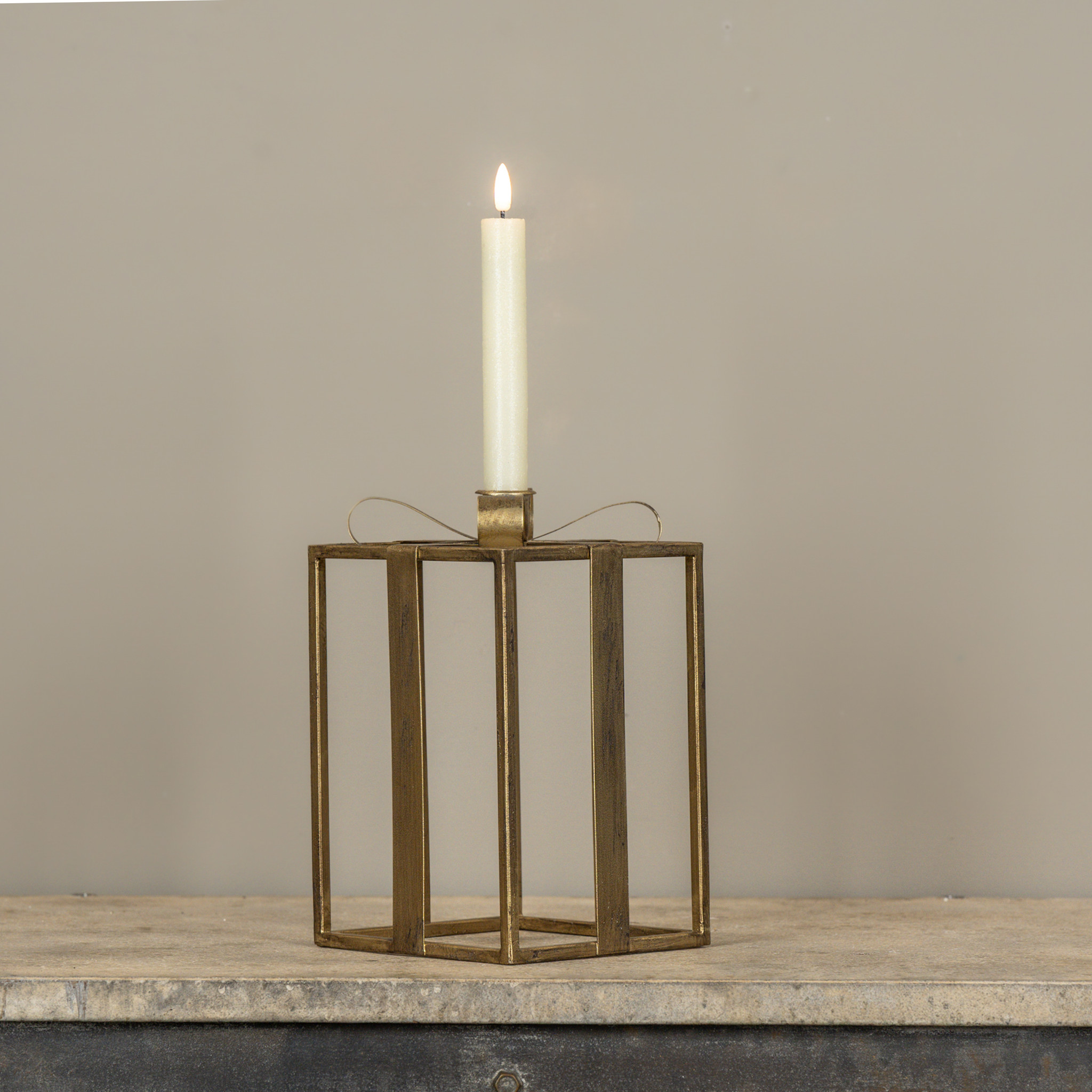 Gold Present Taper Candle Holder, 9.25", photo 2 of 4
