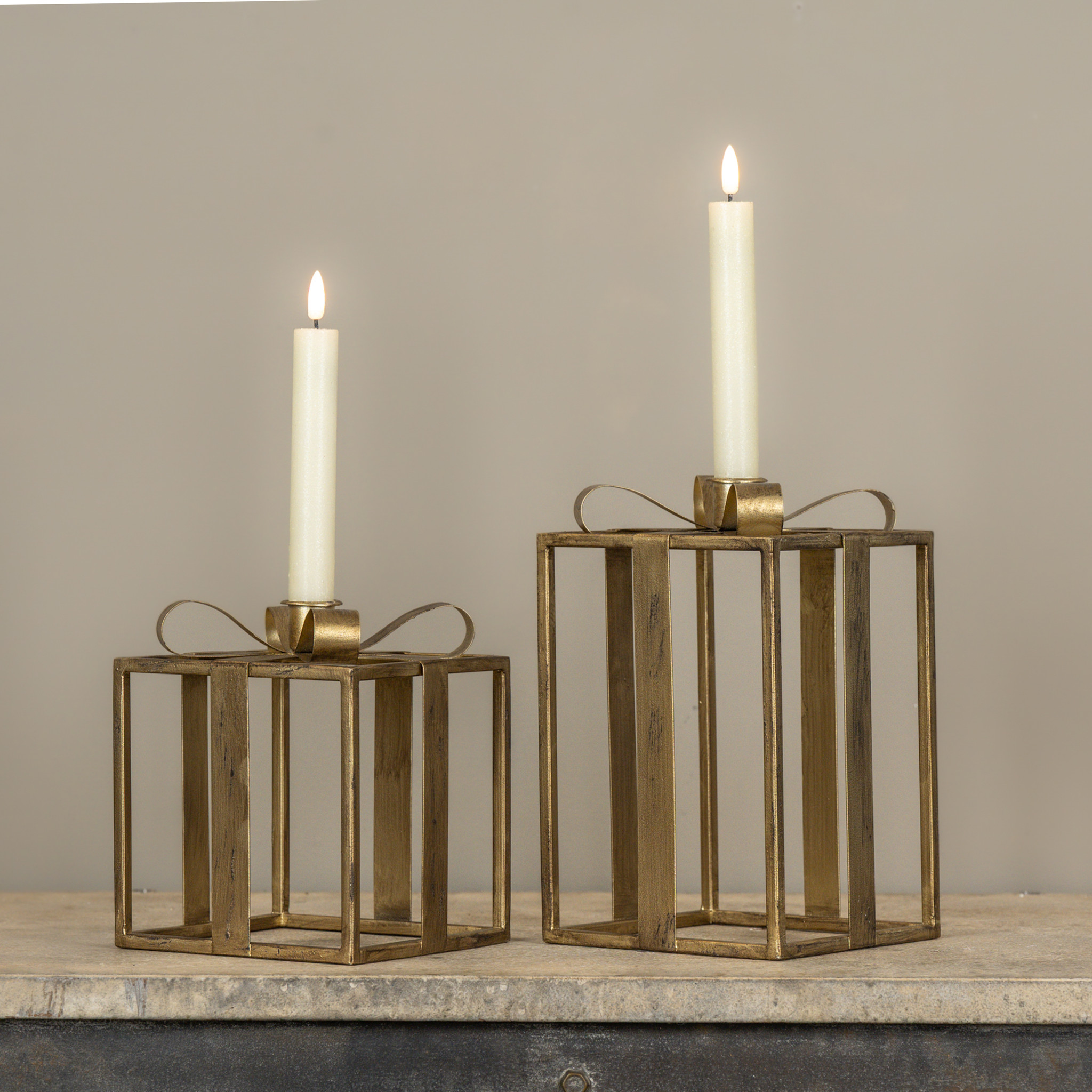 Gold Present Taper Candle Holder, 7", photo 4 of 4