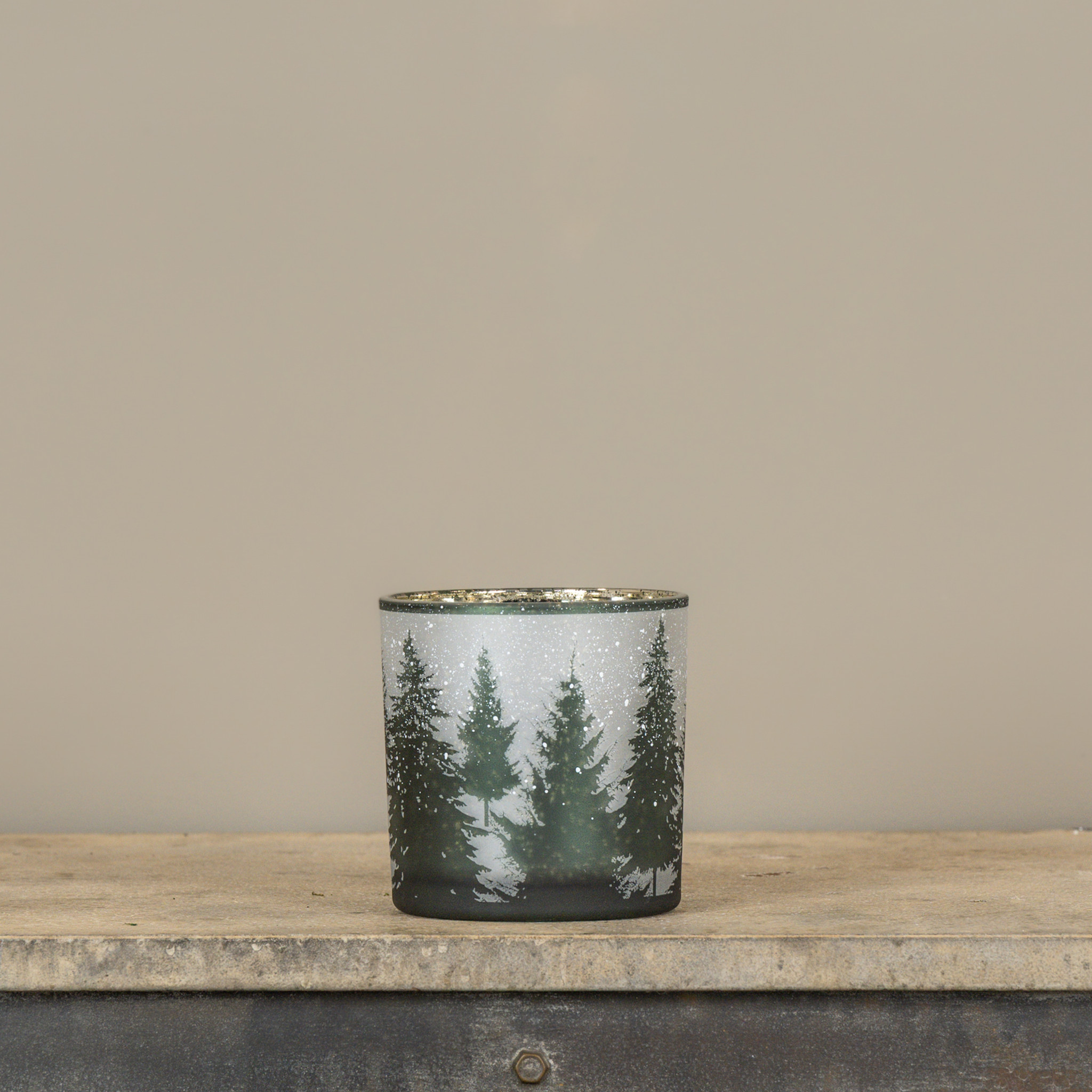 Winter Forest Glass Hurricane, 6"