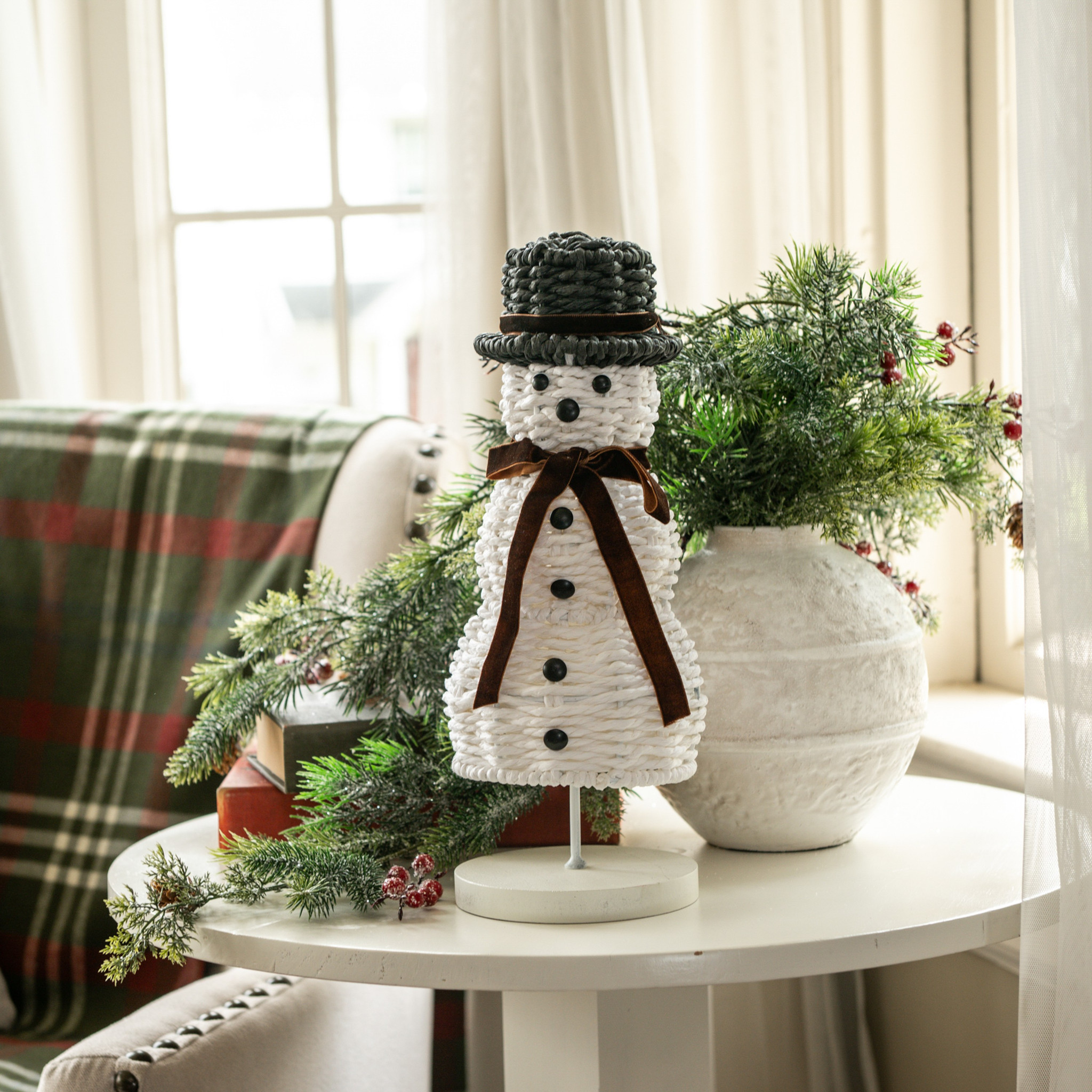 Rattan Snowman, 12.5"