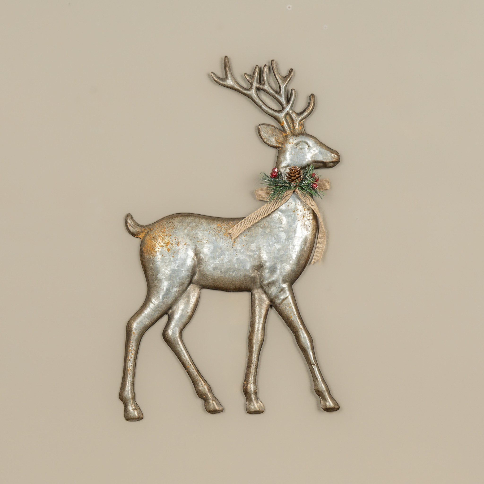 Galvanized Wall Reindeer