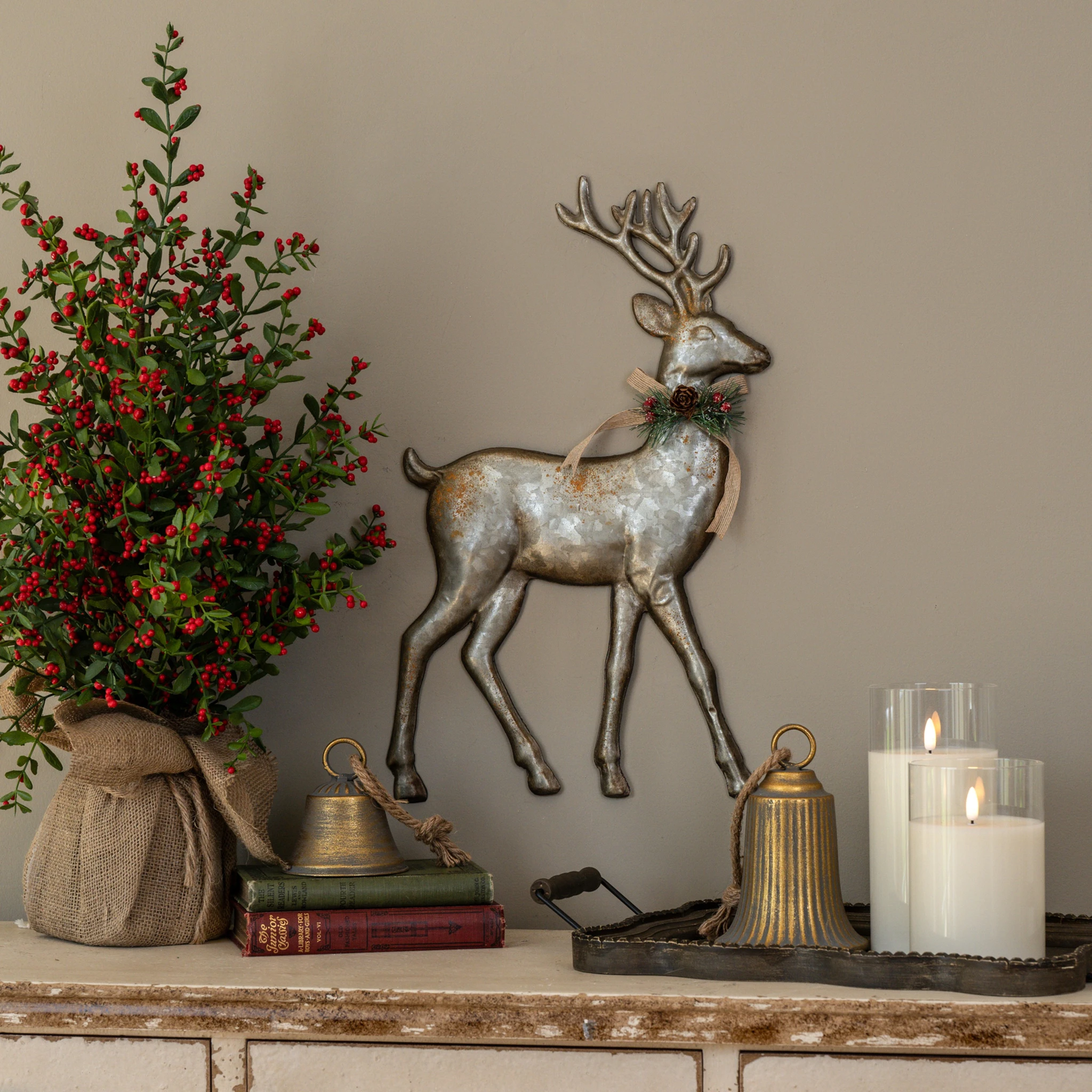 Galvanized Wall Reindeer