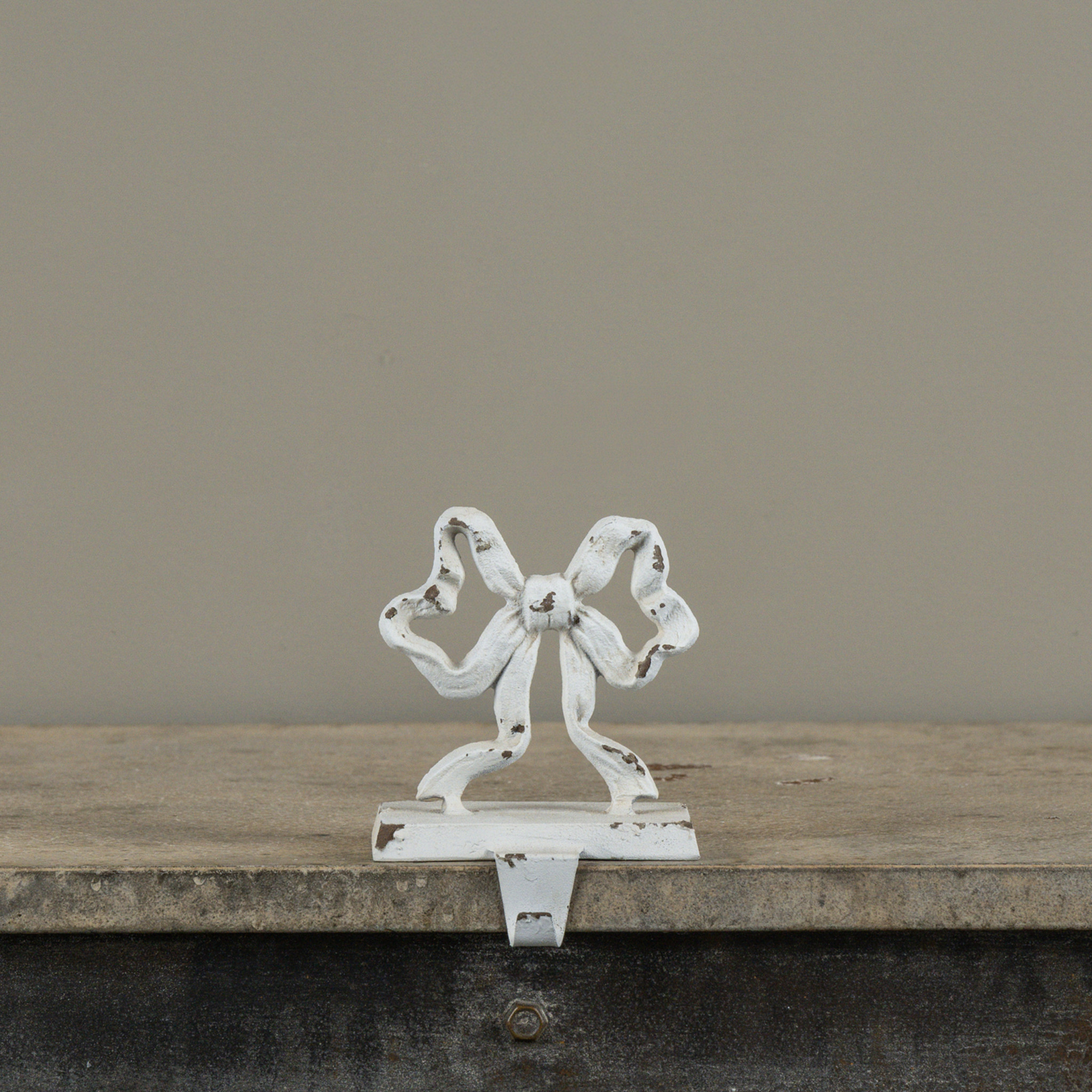 Petite White Bow Stocking Holder