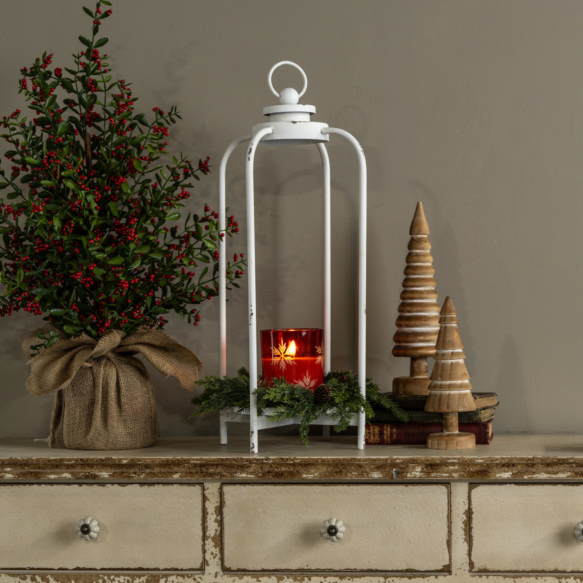 White Carmen Lantern, 21.75"