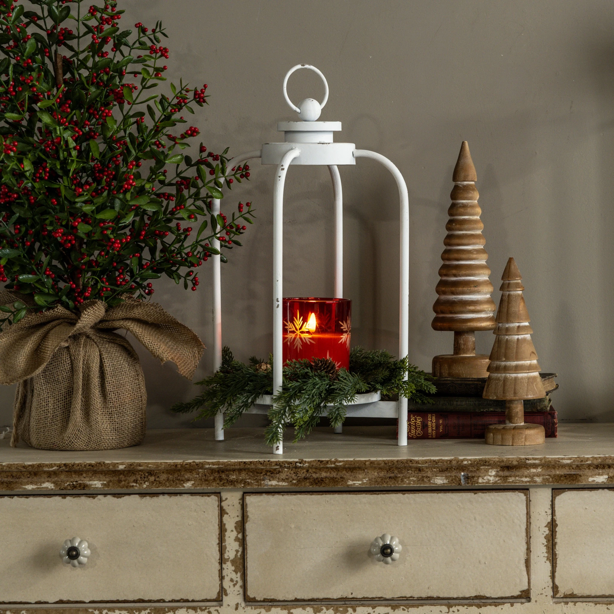 White Carmen Lantern, 16.75"