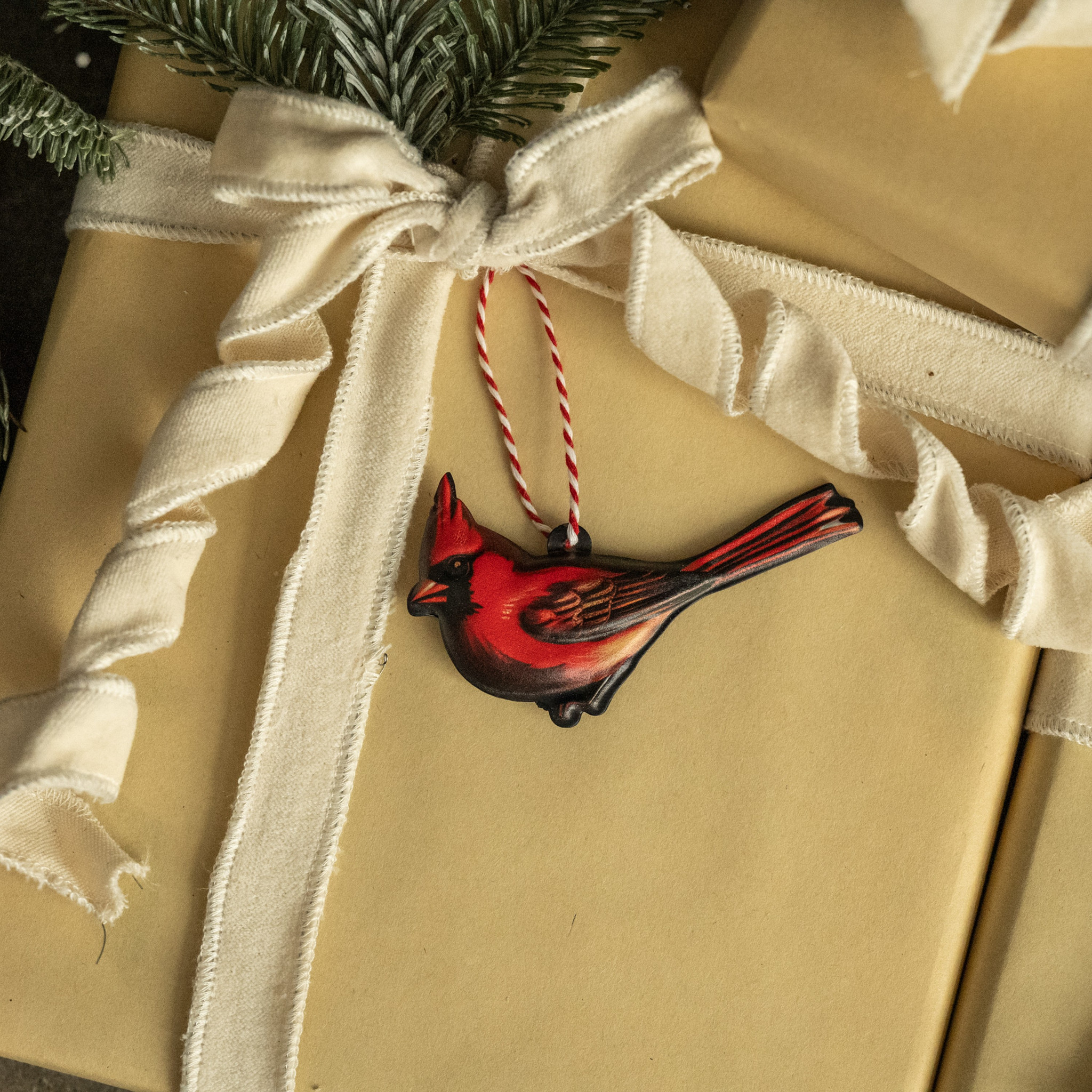 Metal Cardinal Ornament, 2.5"