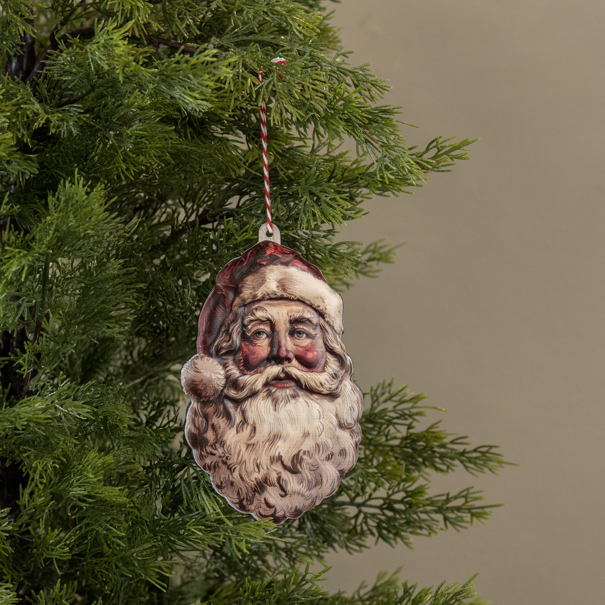 Santa Head Metal Ornament, 6.5", photo 3 of 3