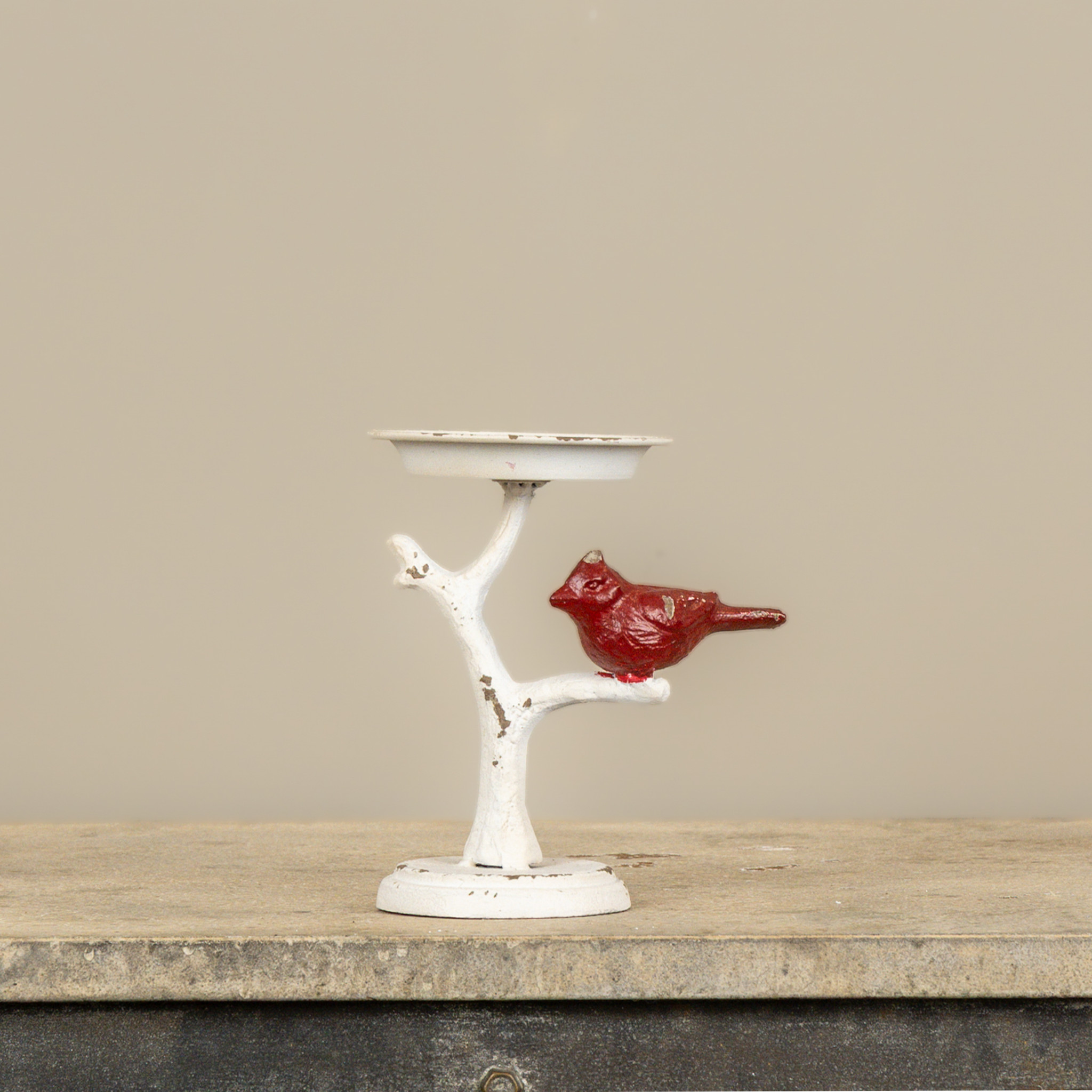 Cardinal on Branch Pillar Candle Holder, photo 3 of 3