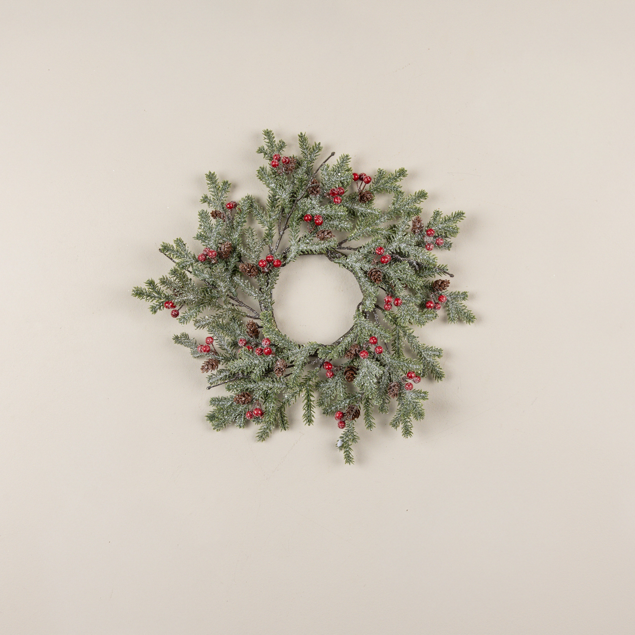 Icy Pine with Berries & Pinecones Candle Ring, 14", photo 2 of 3