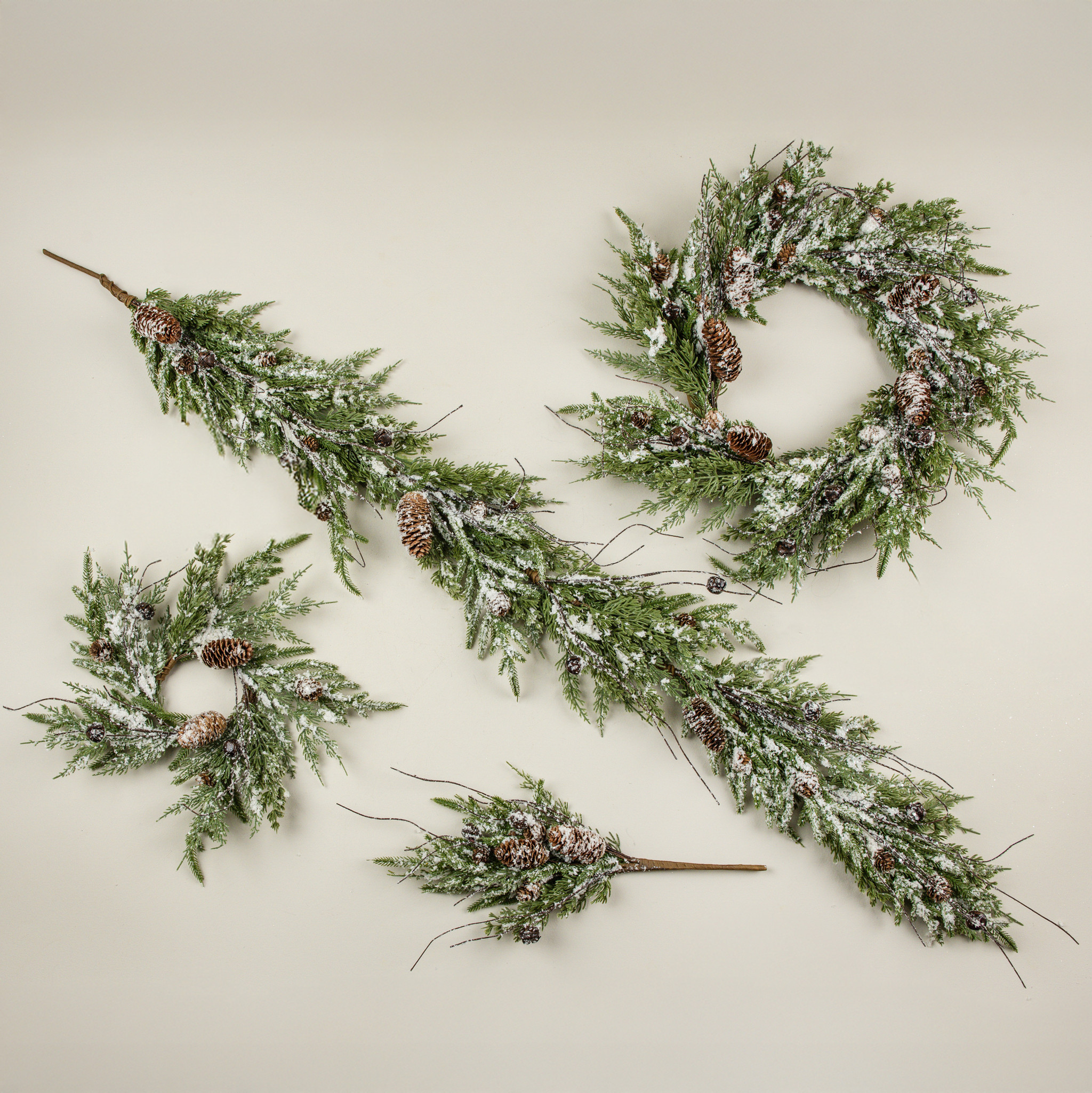 Snowy Pine, Bells & Pinecones Wreath, 22", photo 2 of 4