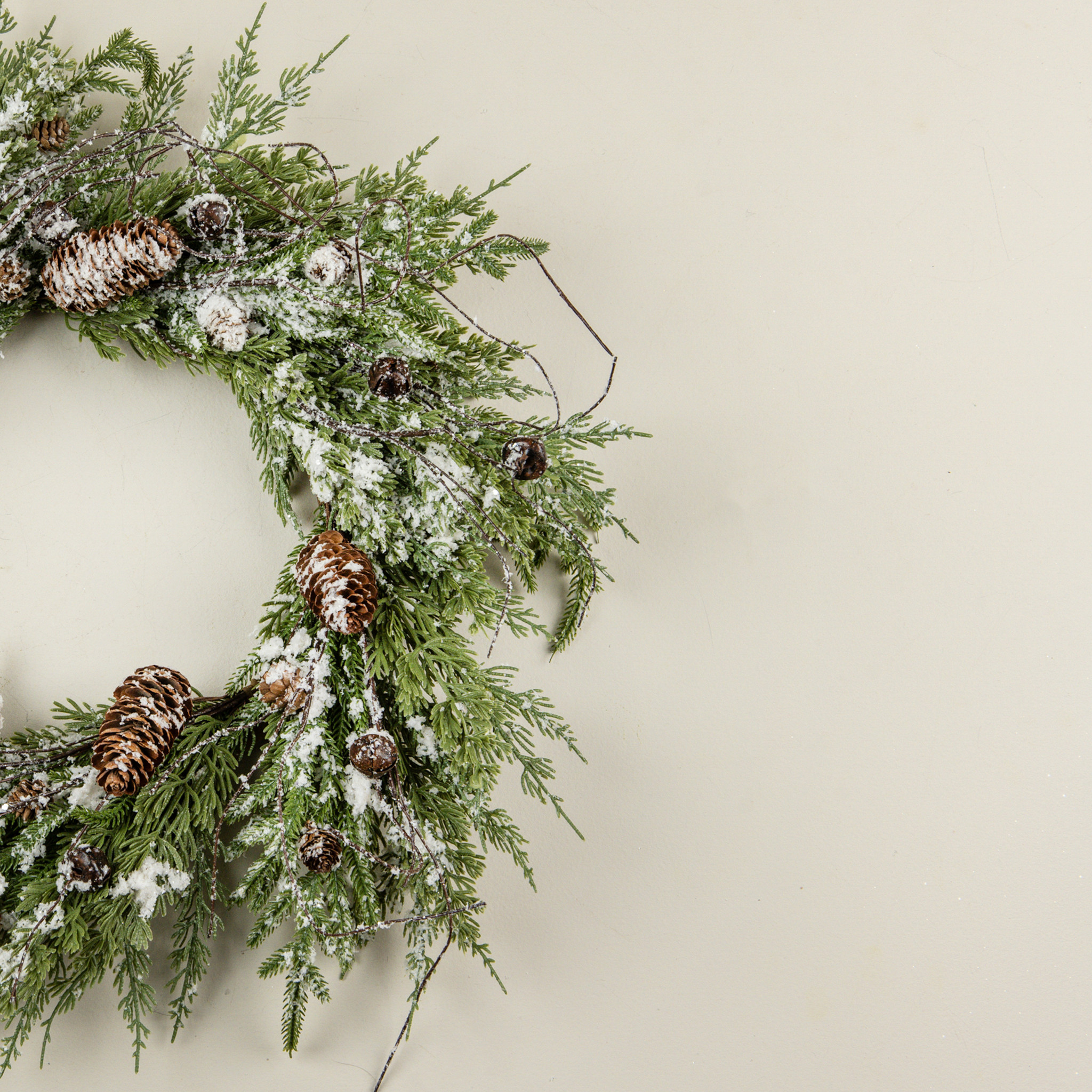 Snowy Pine, Bells & Pinecones Wreath, 22", photo 3 of 4