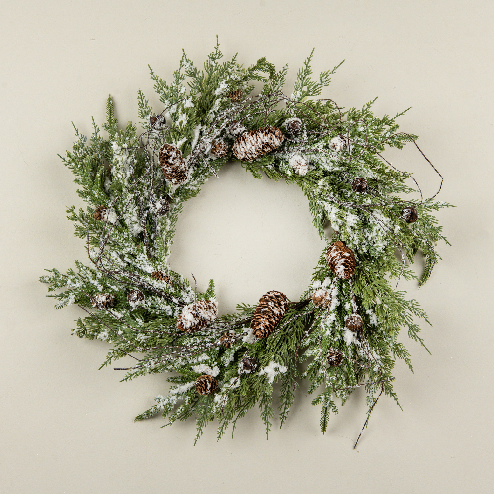 Snowy Pine, Bells & Pinecones Wreath, 22", photo 4 of 4