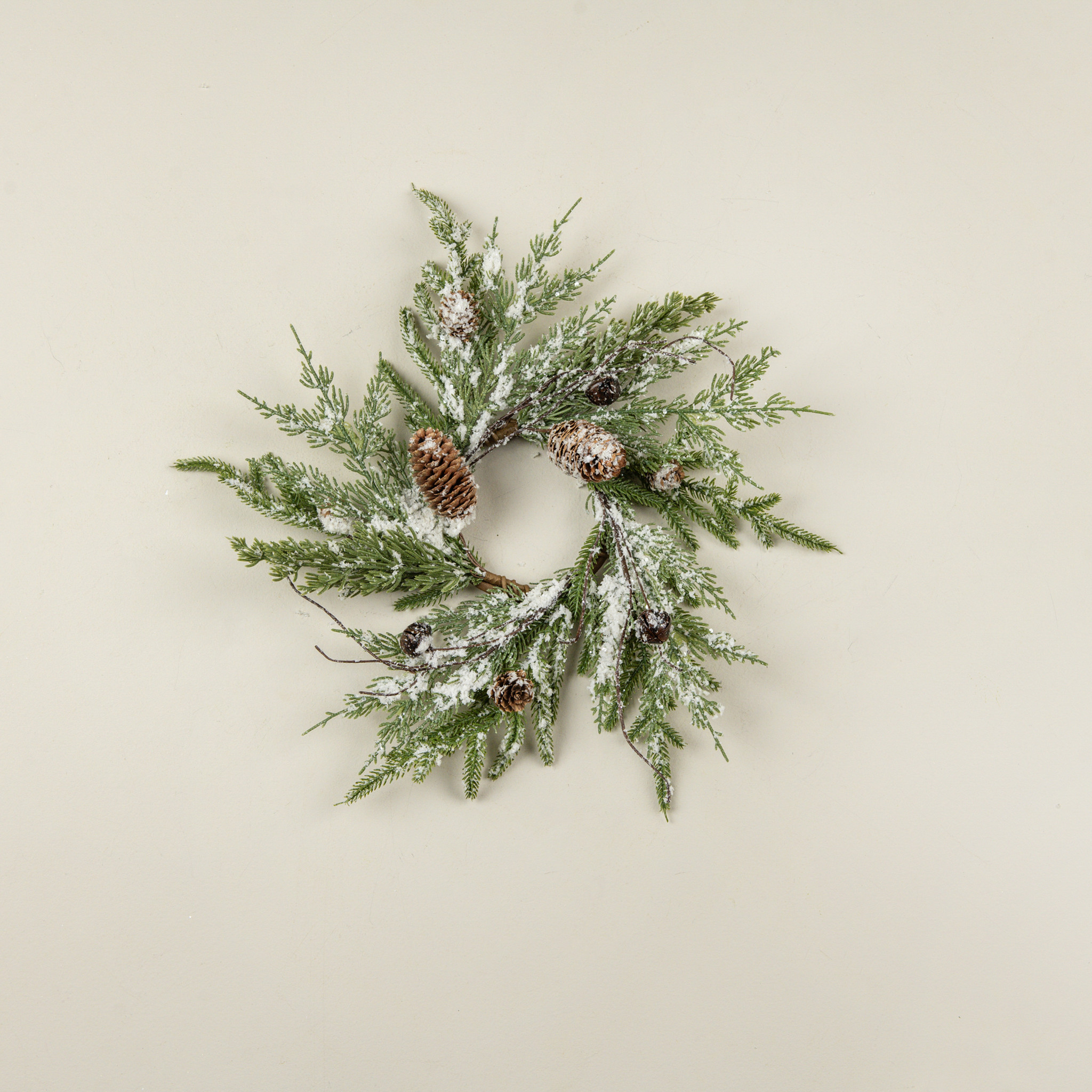 Snowy Pine, Bells & Pinecones Candle Ring, 16", photo 2 of 3