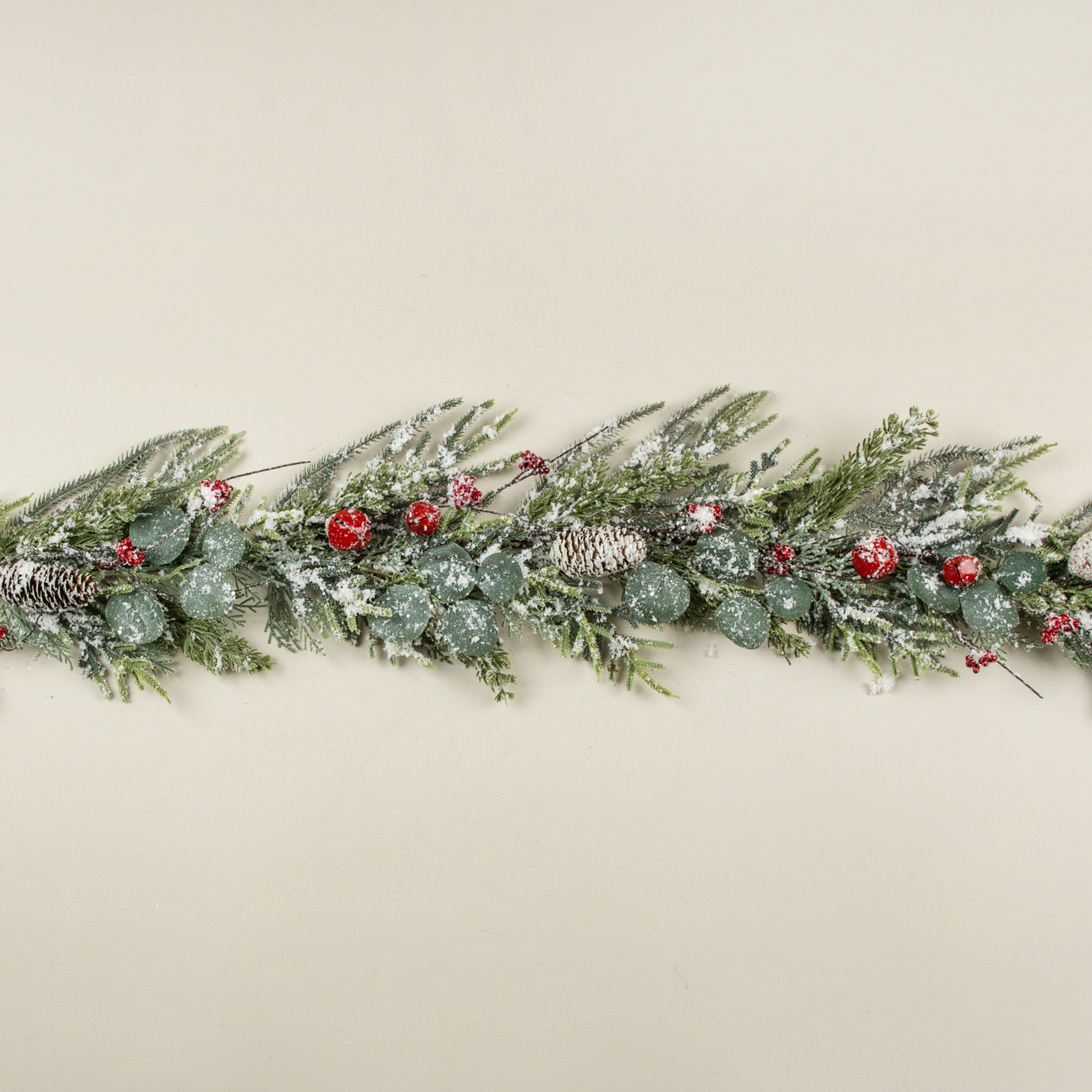 Snowy Pine & Cedar with Bells & Berries Garland, 5 ft, photo 3 of 3