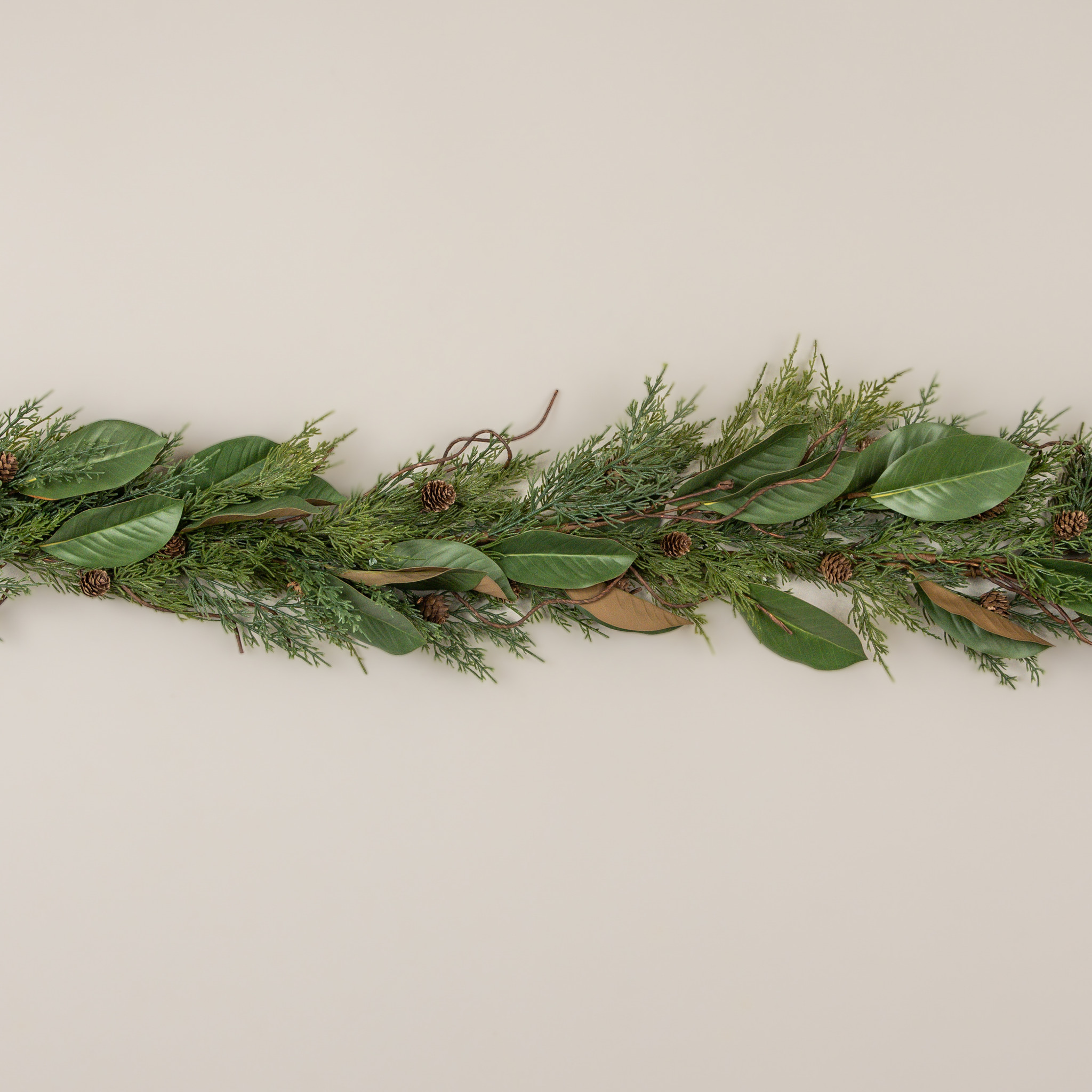 Magnolia Leaf & Pinecone Garland, 5 ft, photo 3 of 3