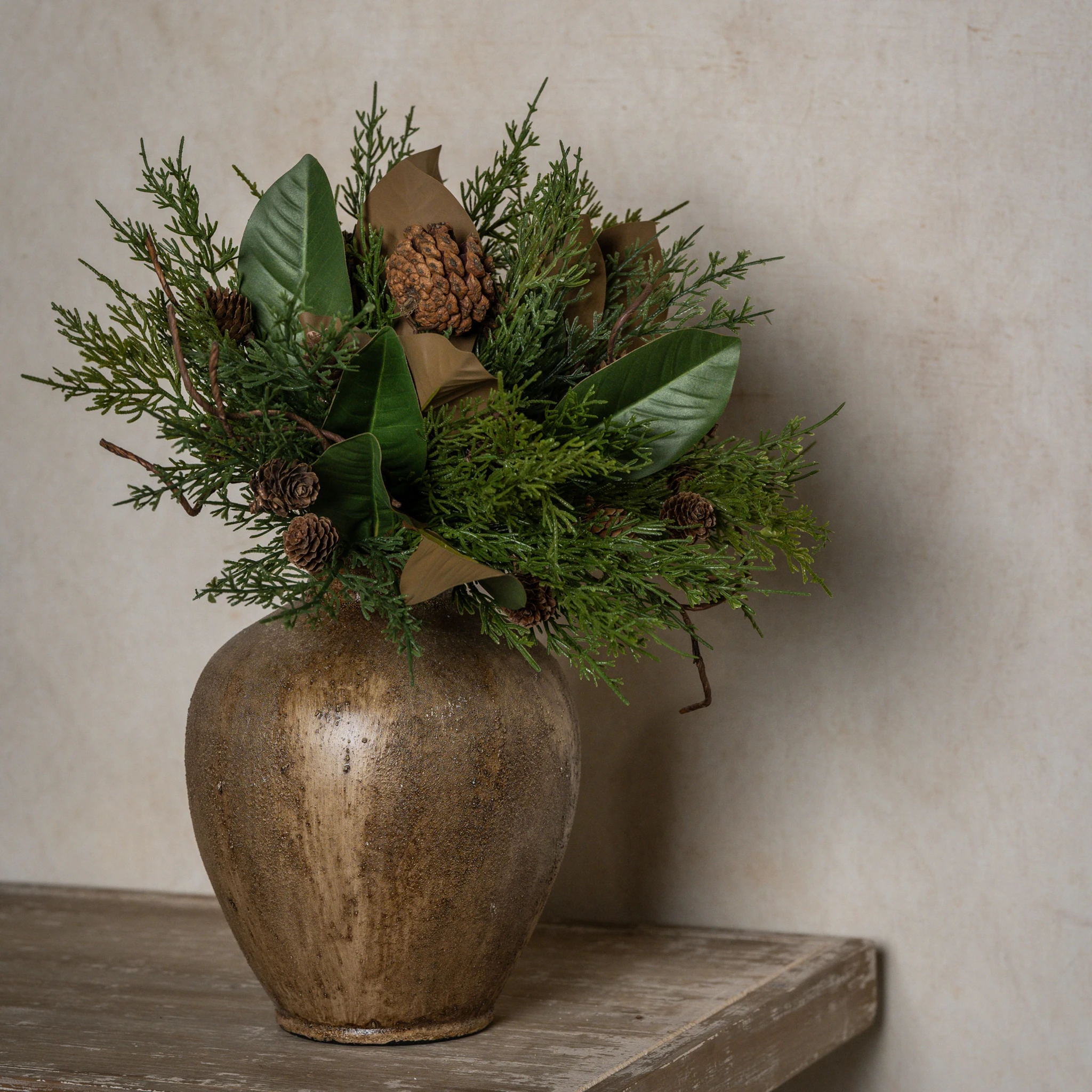 Magnolia Leaf & Mixed Pinecone Bush, 15.5", photo 4 of 5
