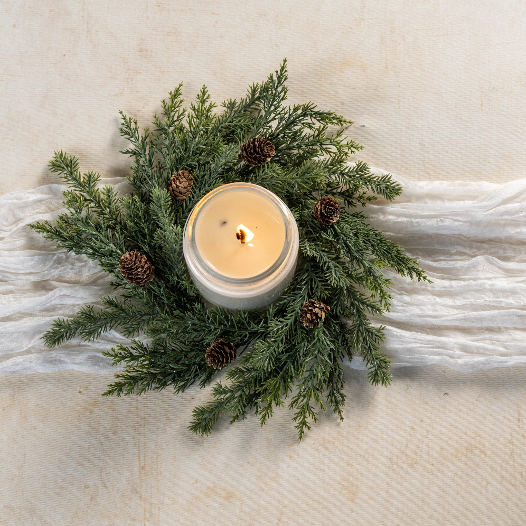 Juniper & Pinecone Candle Ring, 11"
