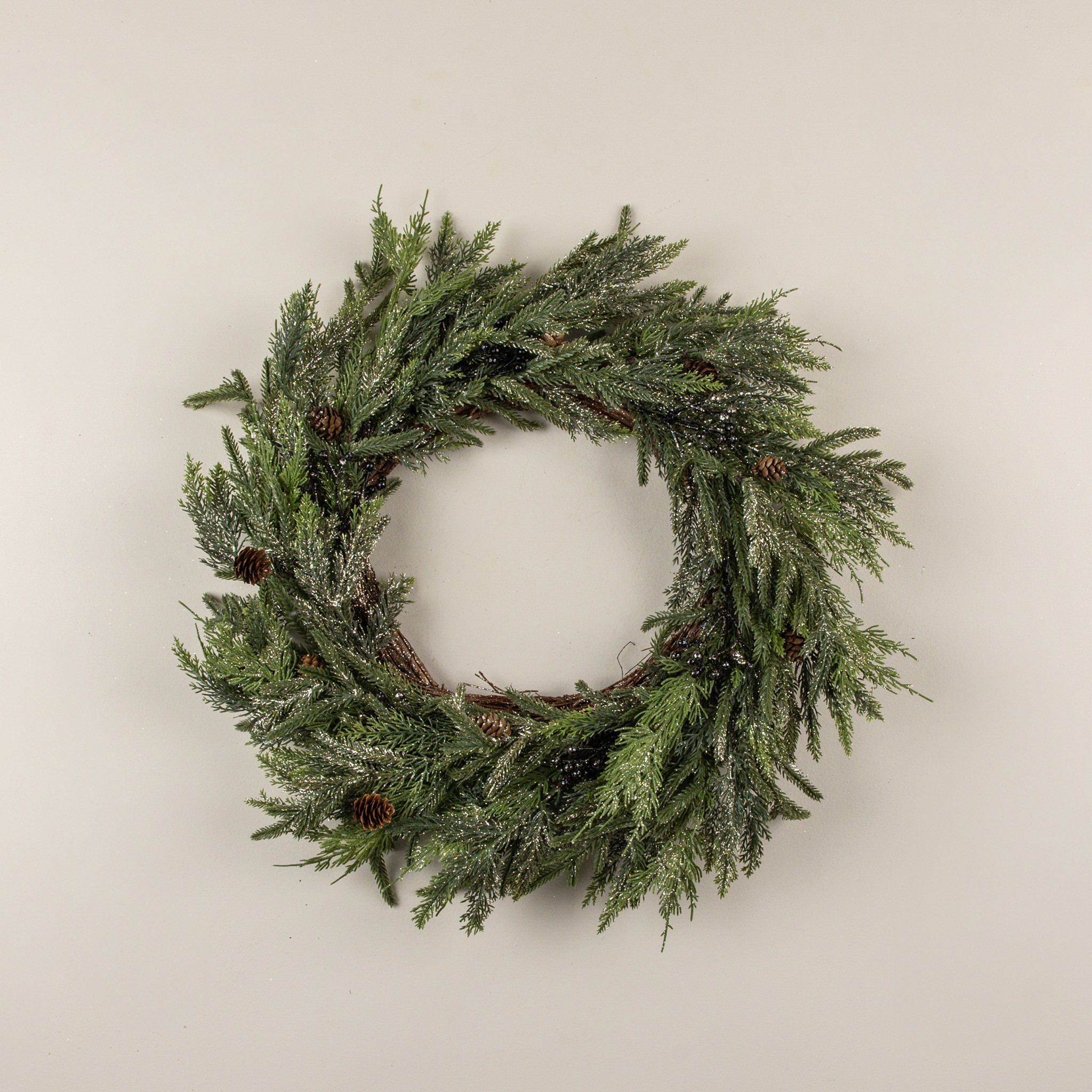 Gold Glittered Juniper with Pinecones Wreath, 24", photo 2 of 4