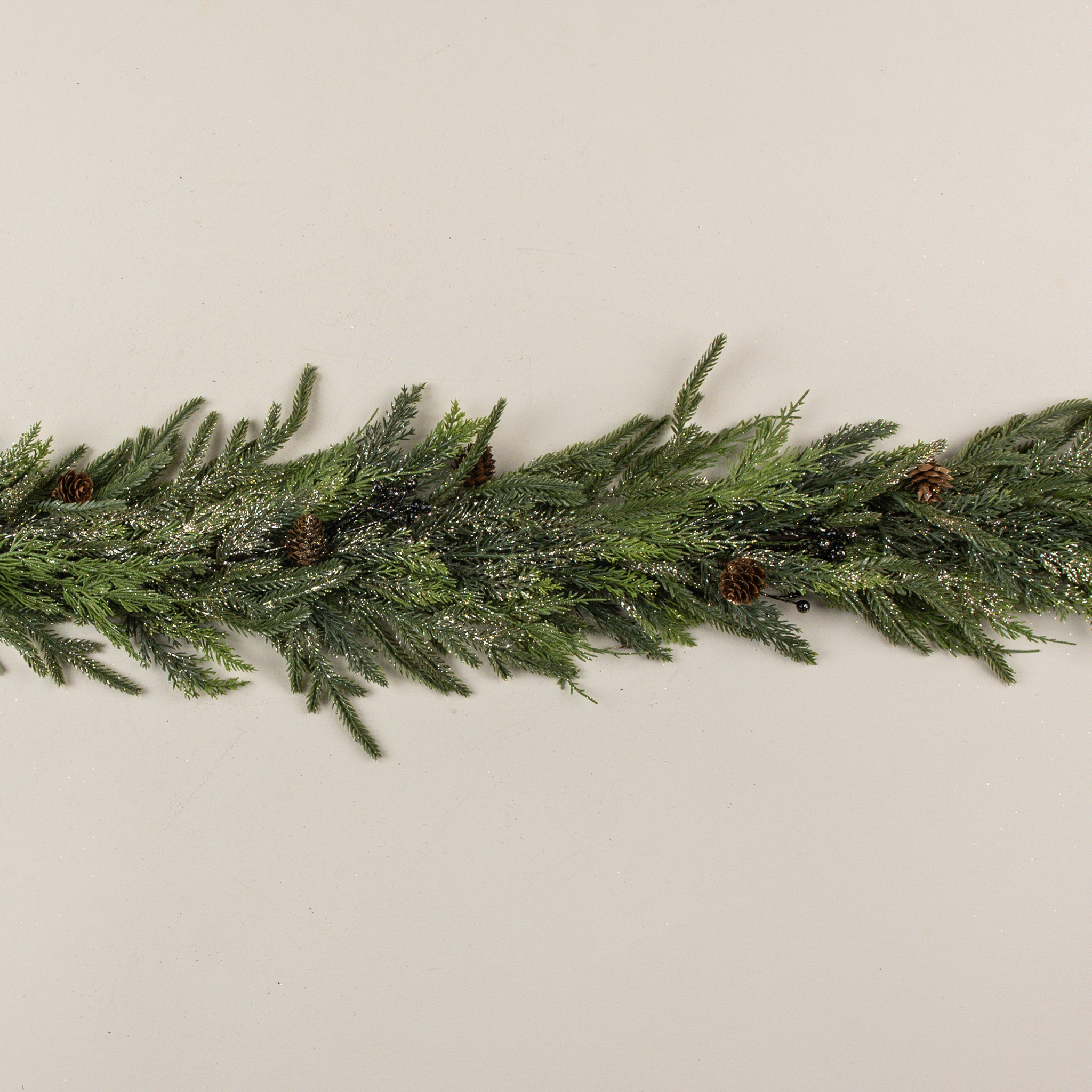 Gold Glittered Juniper with Pinecones Garland, 5 ft, photo 2 of 3