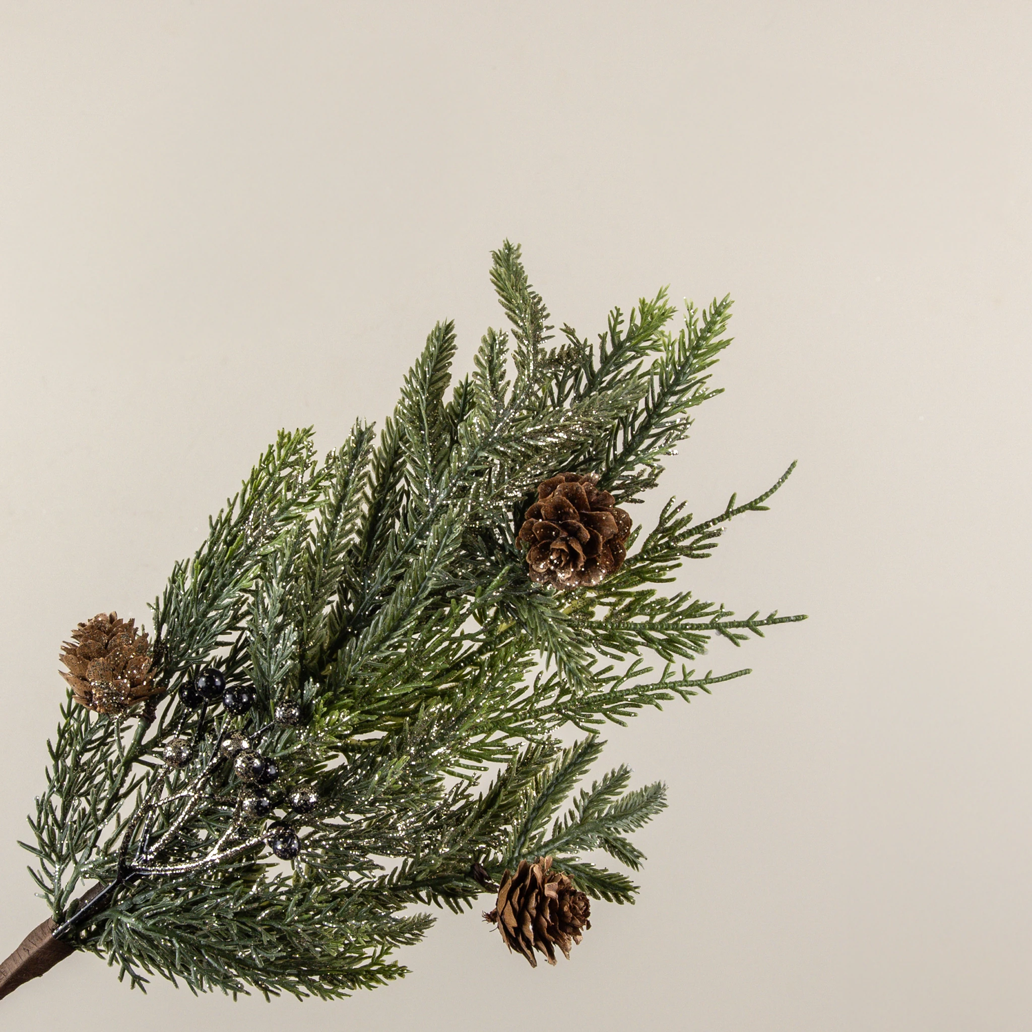 Gold Glittered Juniper with Pinecones Pick, 16", photo 2 of 5