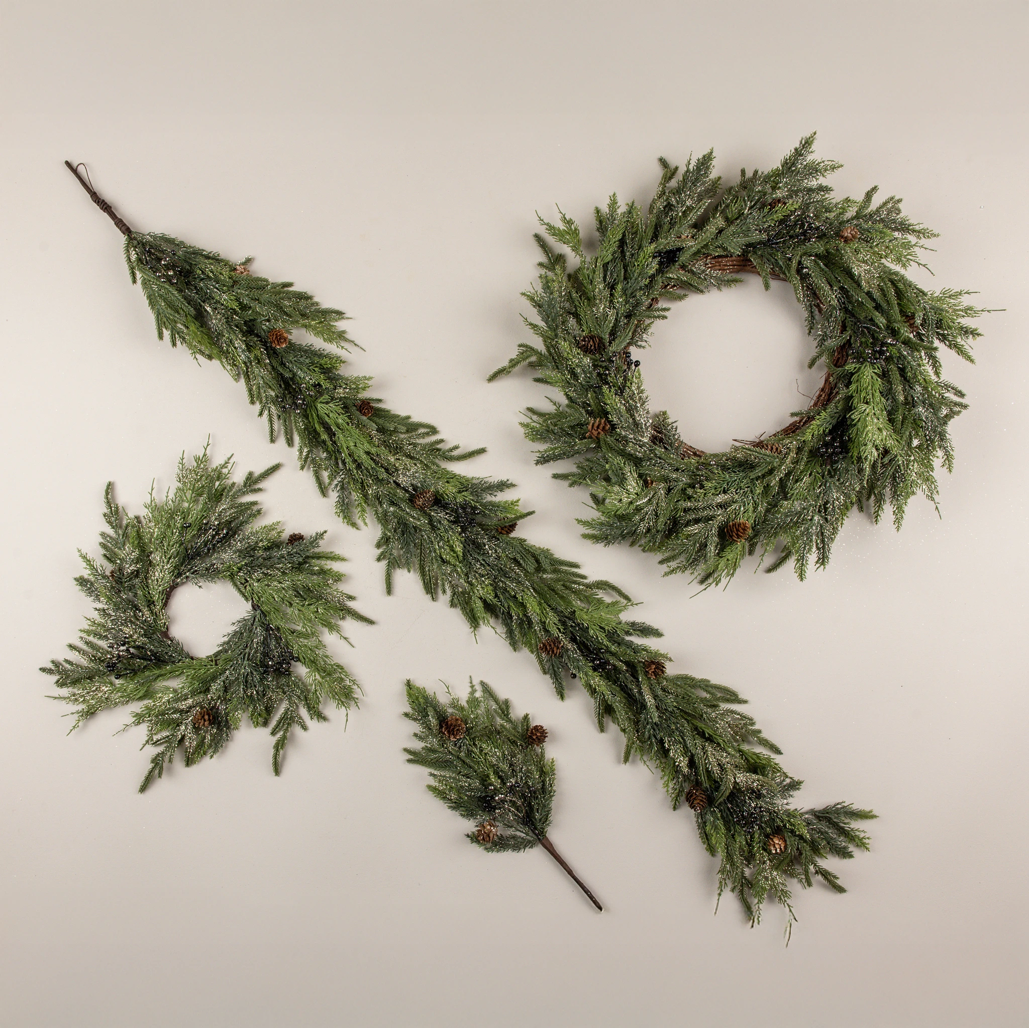 Gold Glittered Juniper with Pinecones Pick, 16", photo 5 of 5
