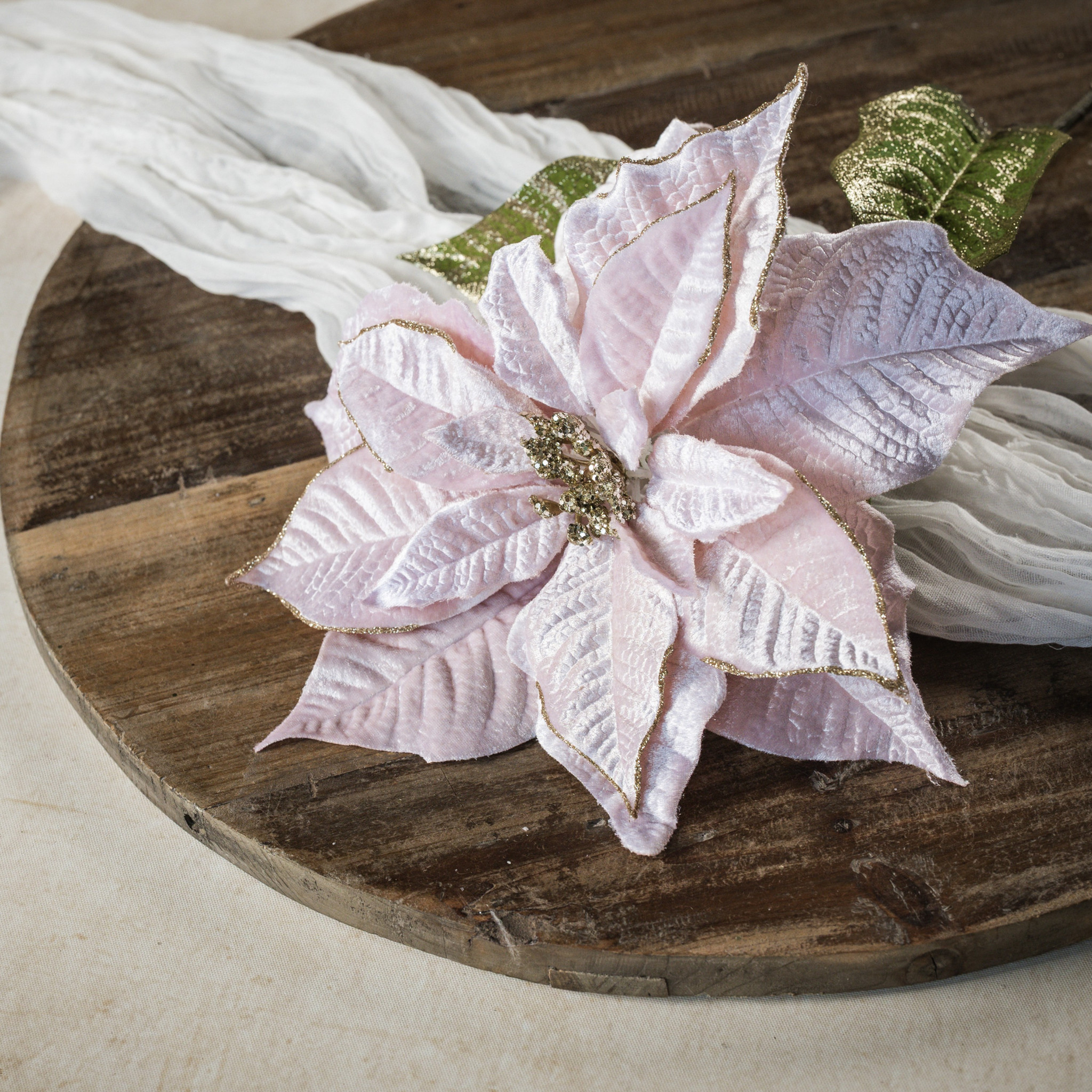Blush Poinsettia Stem, 27"