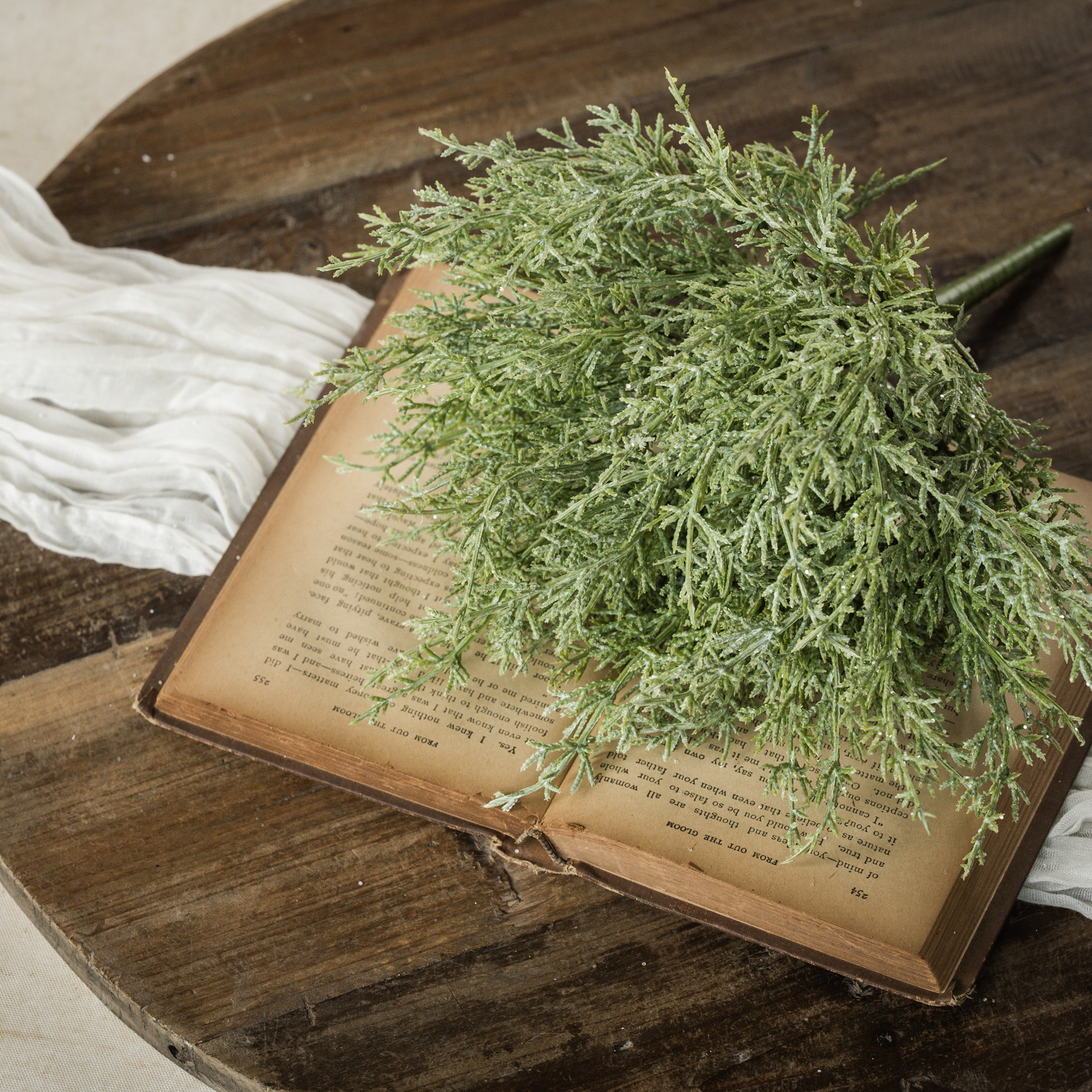 Glittered Juniper Bush, 12"