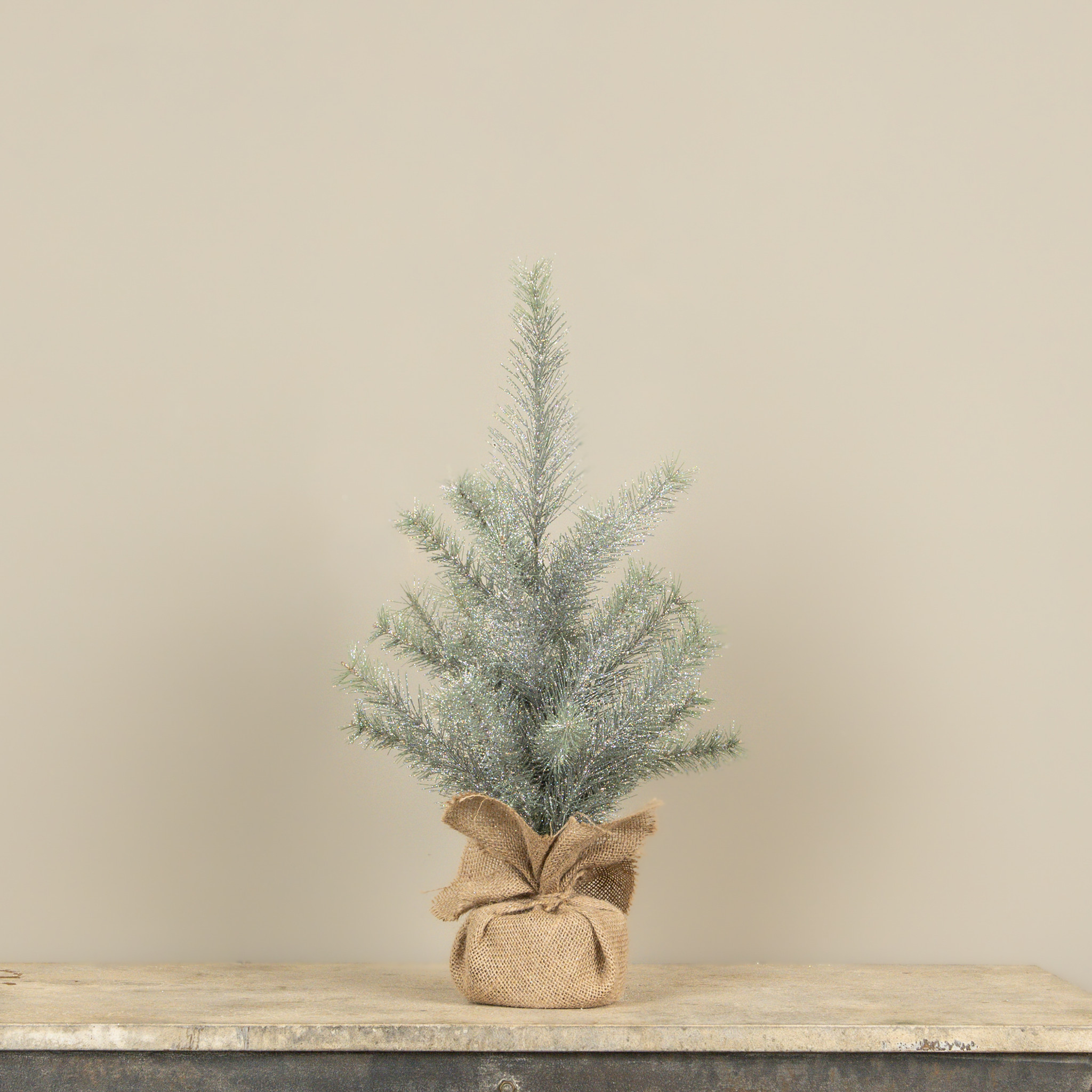 Glittered Pine Tree with Burlap Base, 2 ft, photo 2 of 3