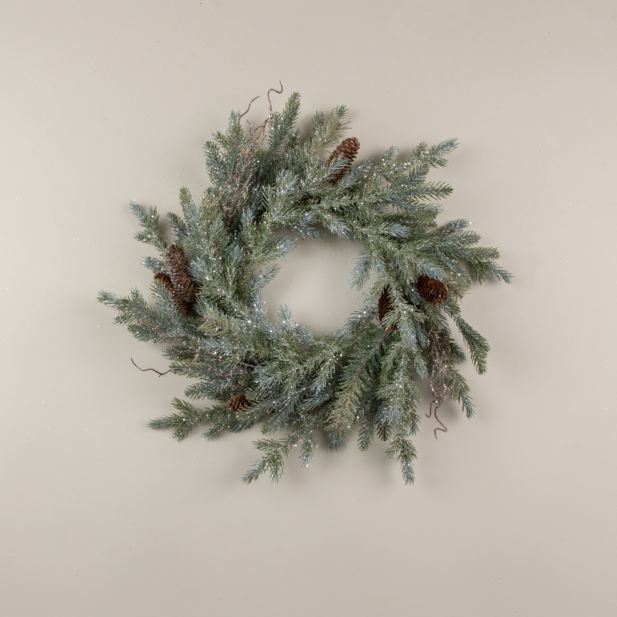 Glittered Pine & Twig Wreath, 24", photo 3 of 4