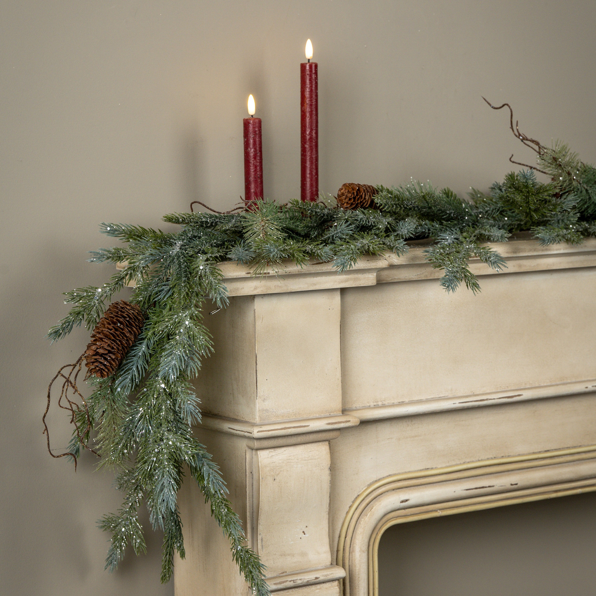 Glittered Pine & Twig Garland, 6 ft