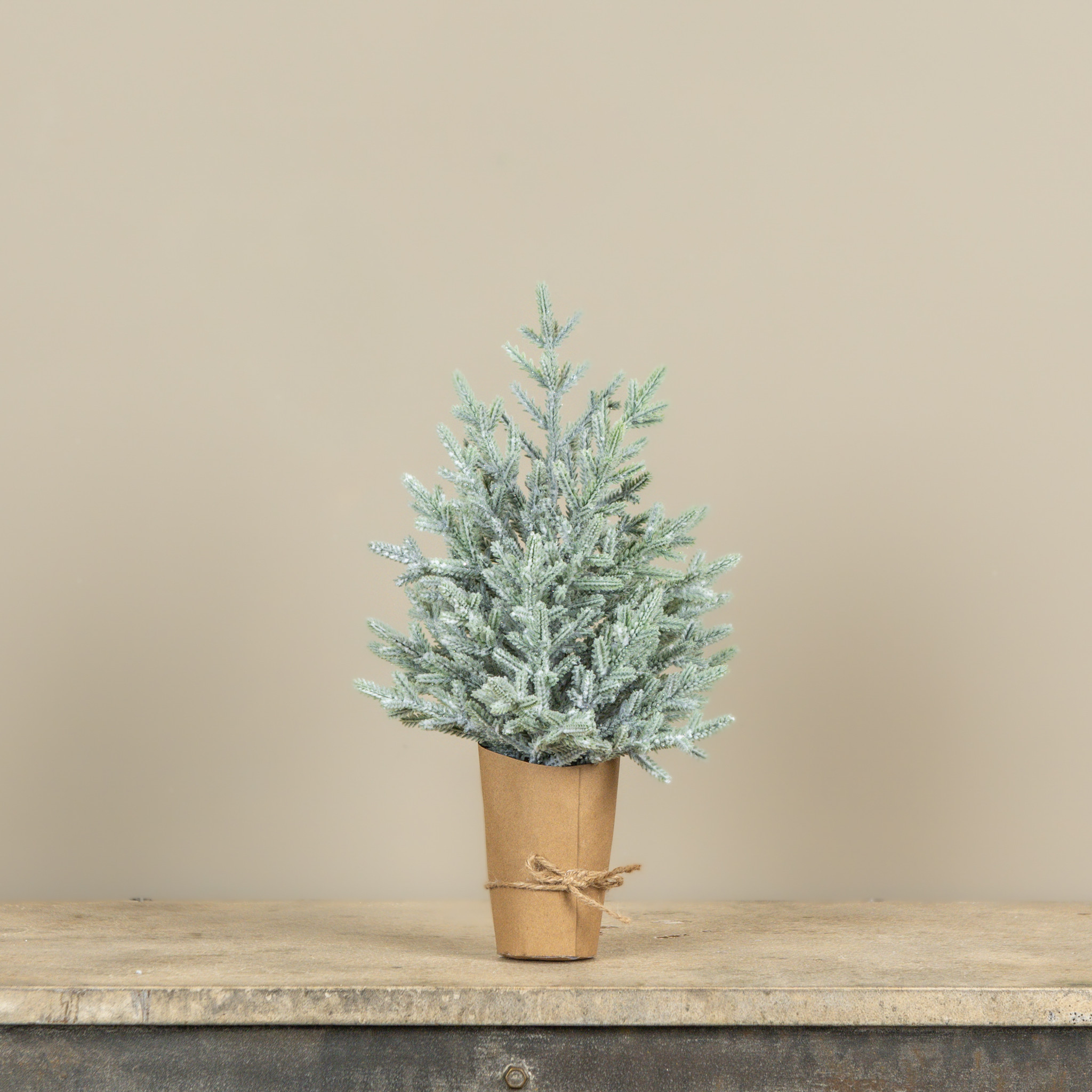 Frosted Pine Tree in Paper Wrap, 15.5"