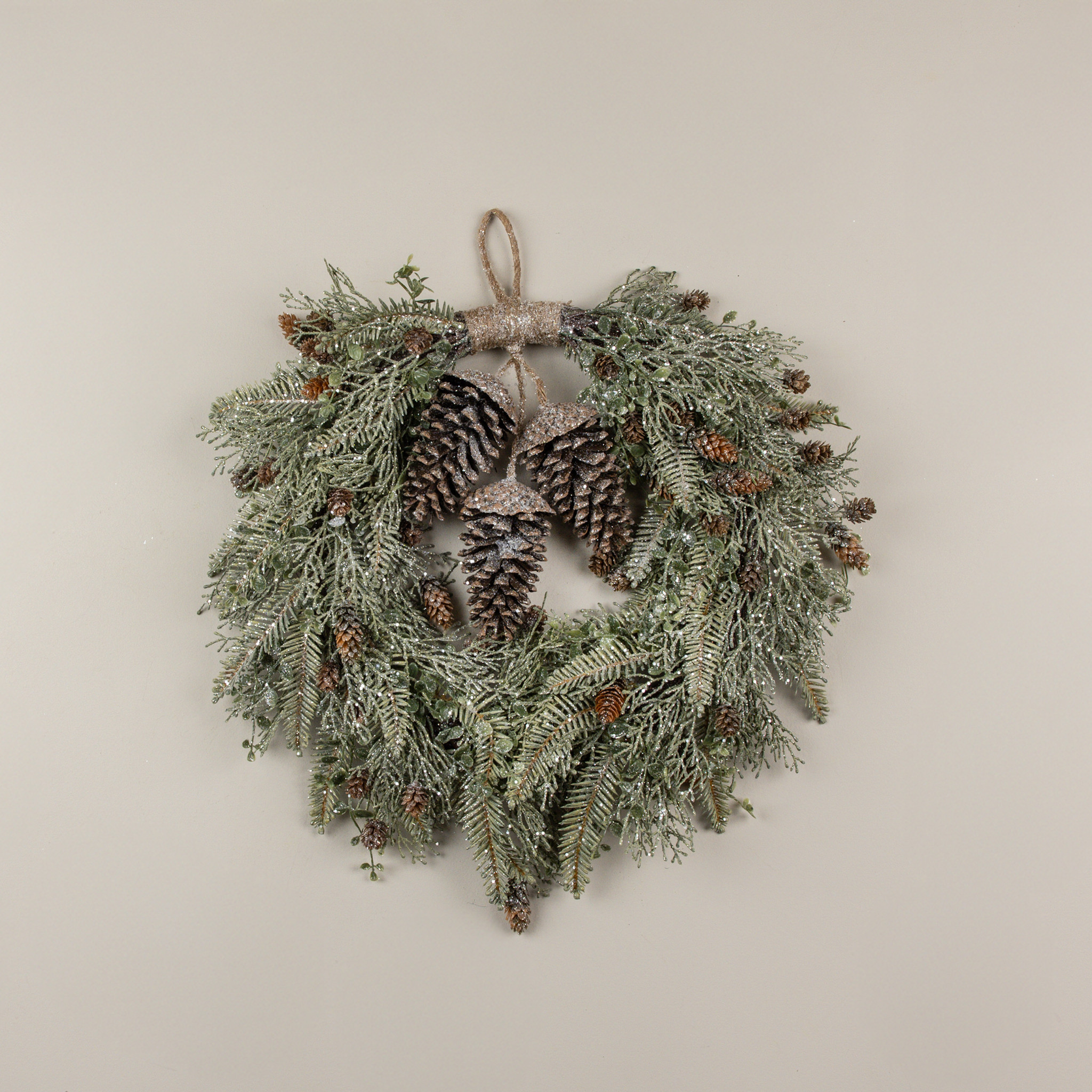 Glittered Cedar & Mixed Pine Hanging Wreath, 20", photo 2 of 3