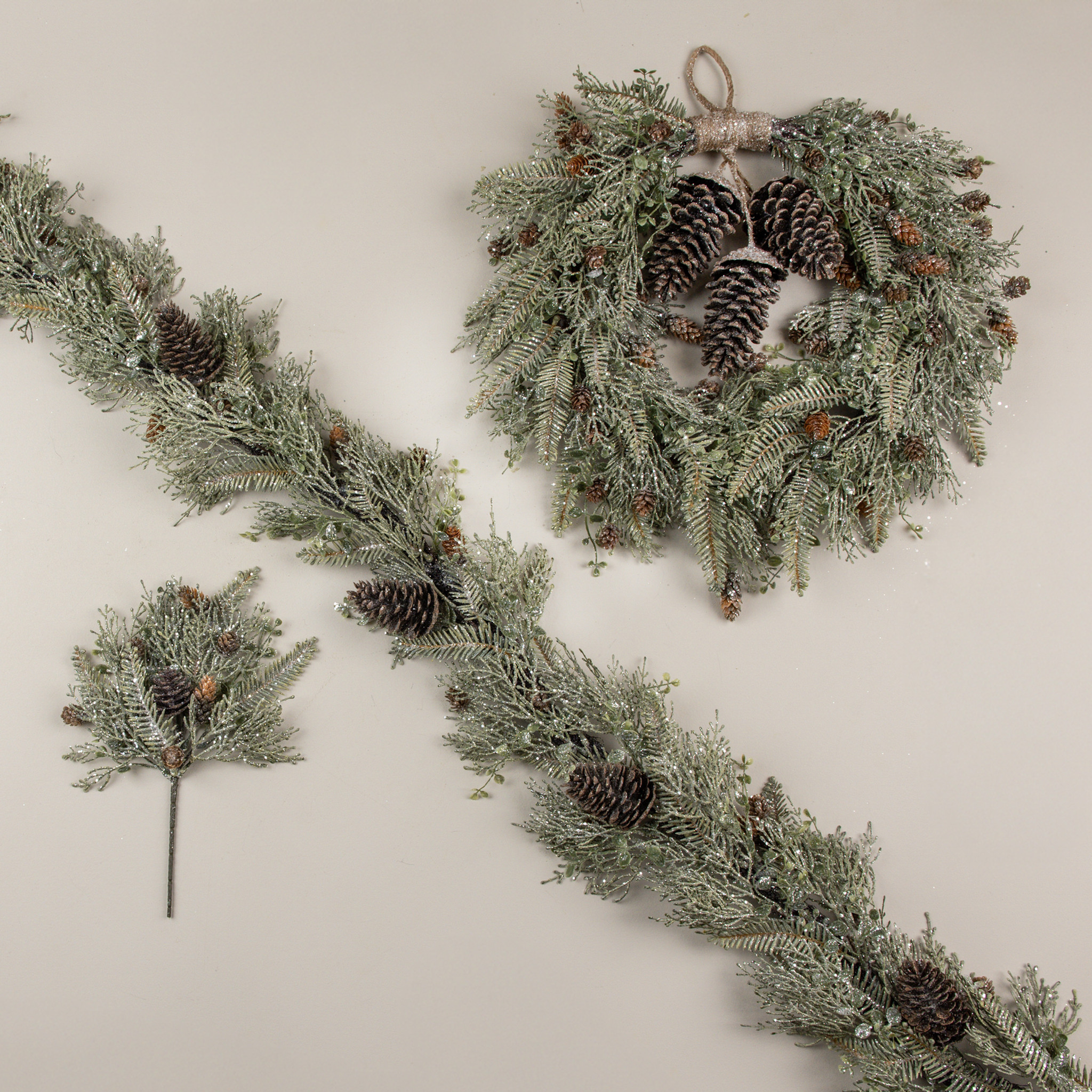 Glittered Cedar & Mixed Pine Hanging Wreath, 20", photo 3 of 3