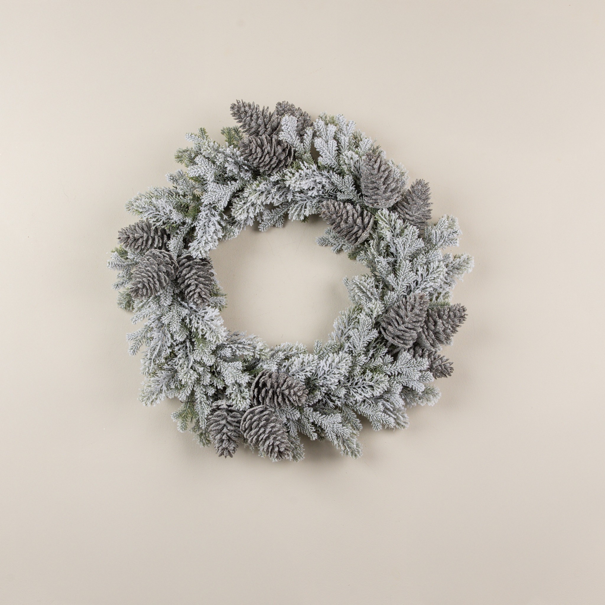 Glittered Snowy Pine with Pinecone Wreath, 22", photo 3 of 4